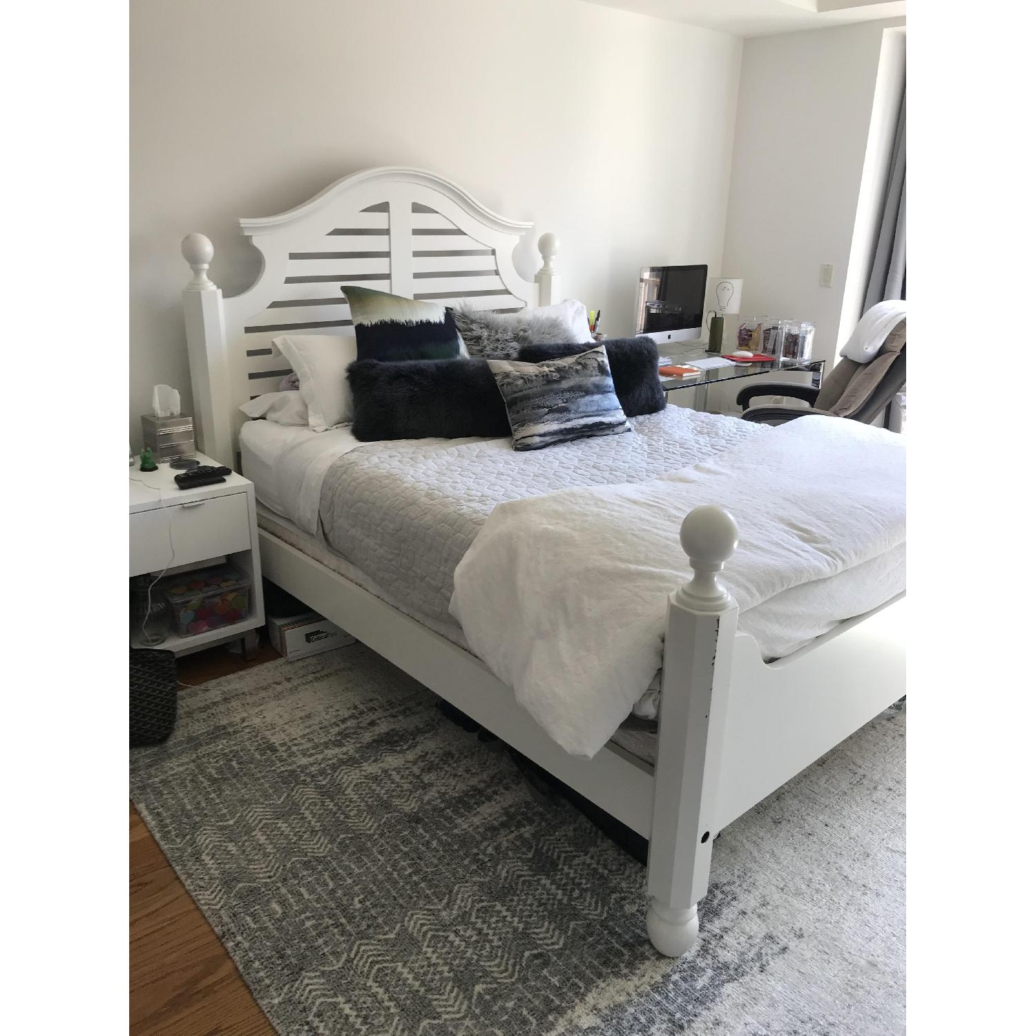 Pottery Barn Classic Queen White Wooden Bed Frame - image-2