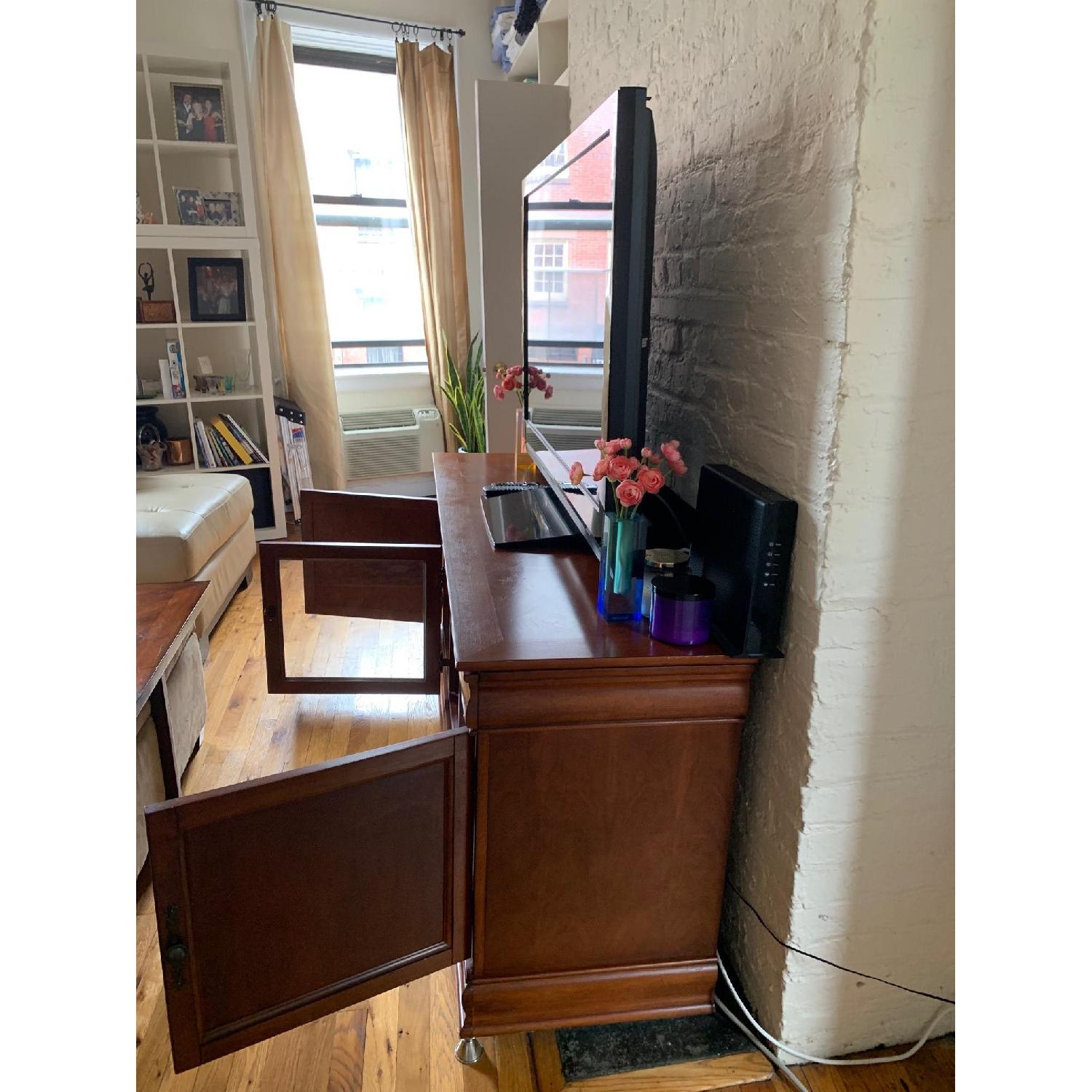 Cherry Wood Media Console w/ Drawers & Shelves - image-3