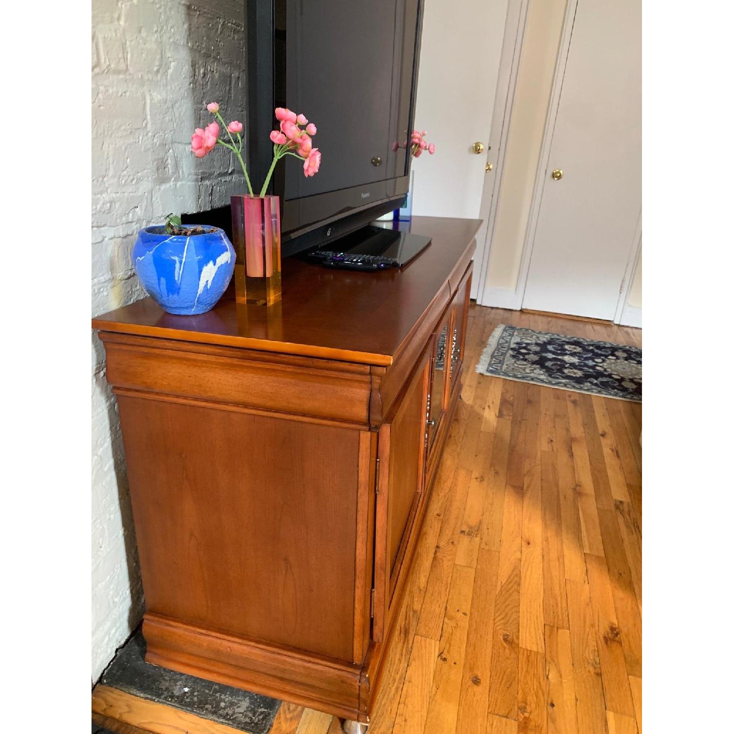 Cherry Wood Media Console w/ Drawers & Shelves - image-5