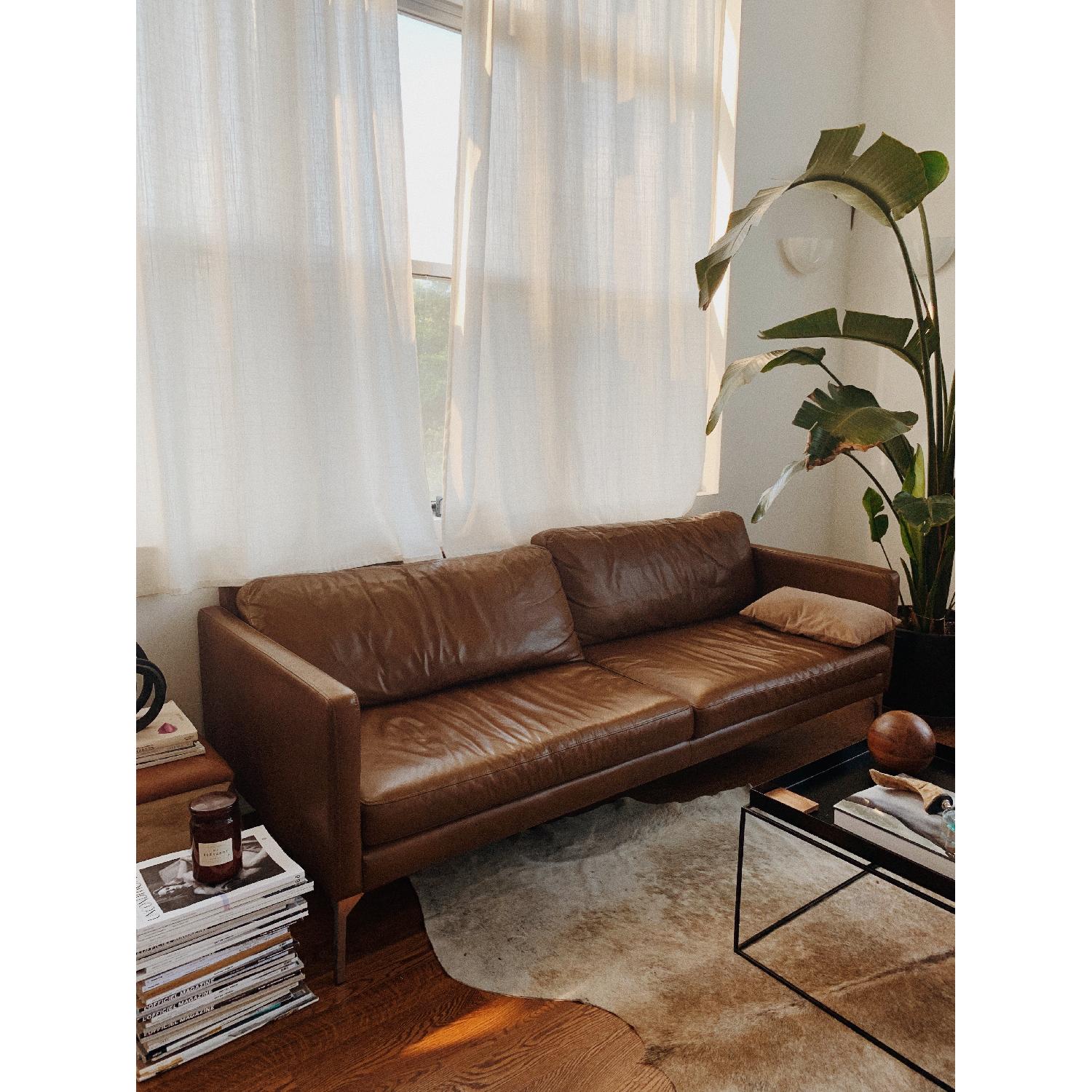 Tan Leather Sofa - image-1
