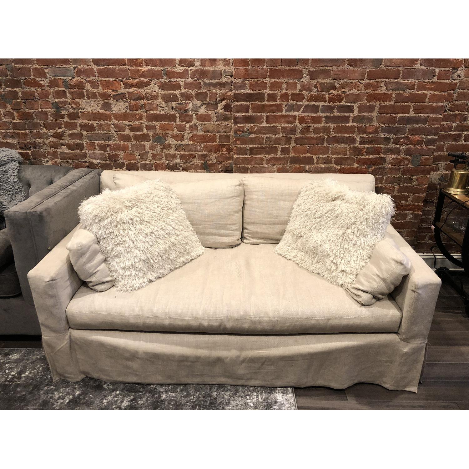 Restoration Hardware Belgian Linen Slipcovered Sofa AptDeco
