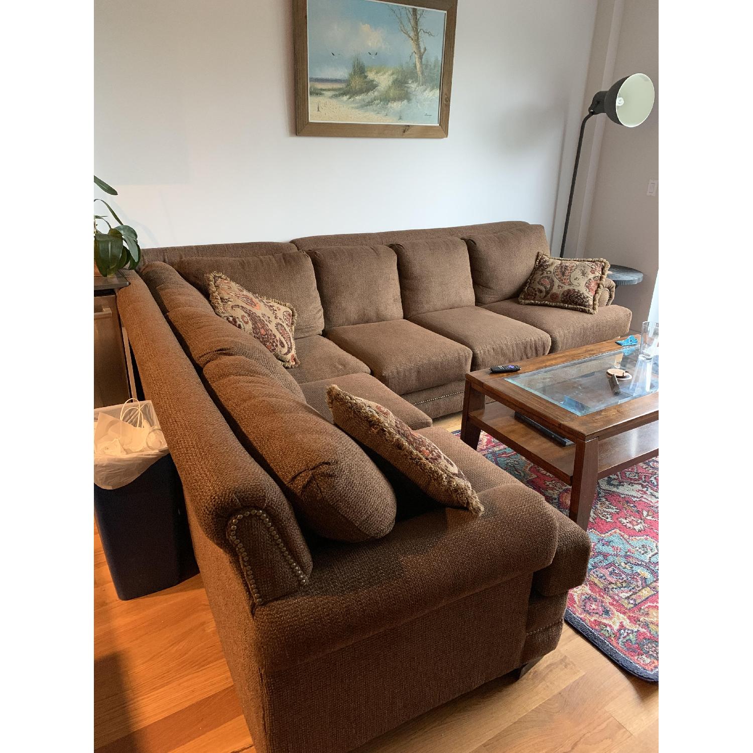 Serta Brown Corner 2-Piece Sectional Sofa w/ Nailheads - image-2