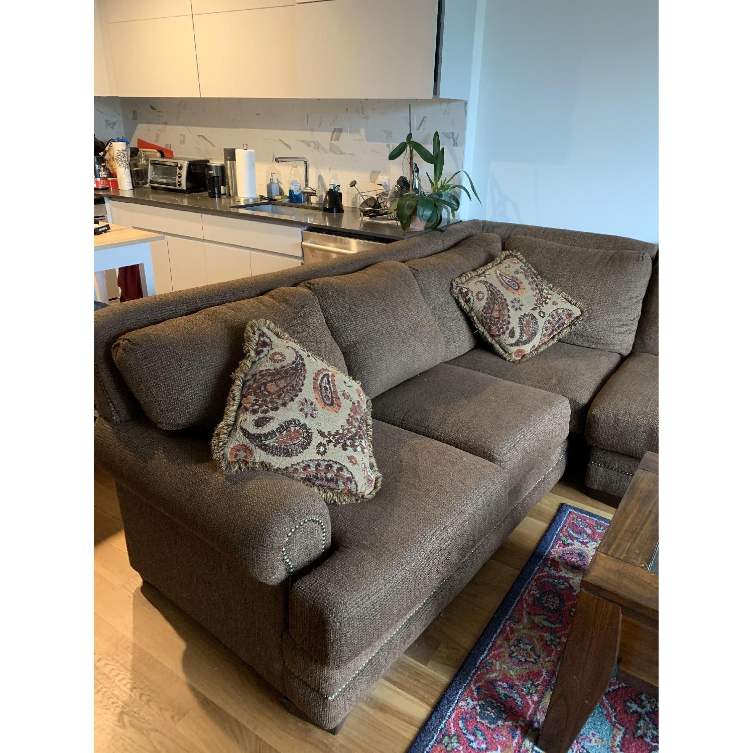 Serta Brown Corner 2-Piece Sectional Sofa w/ Nailheads - image-3