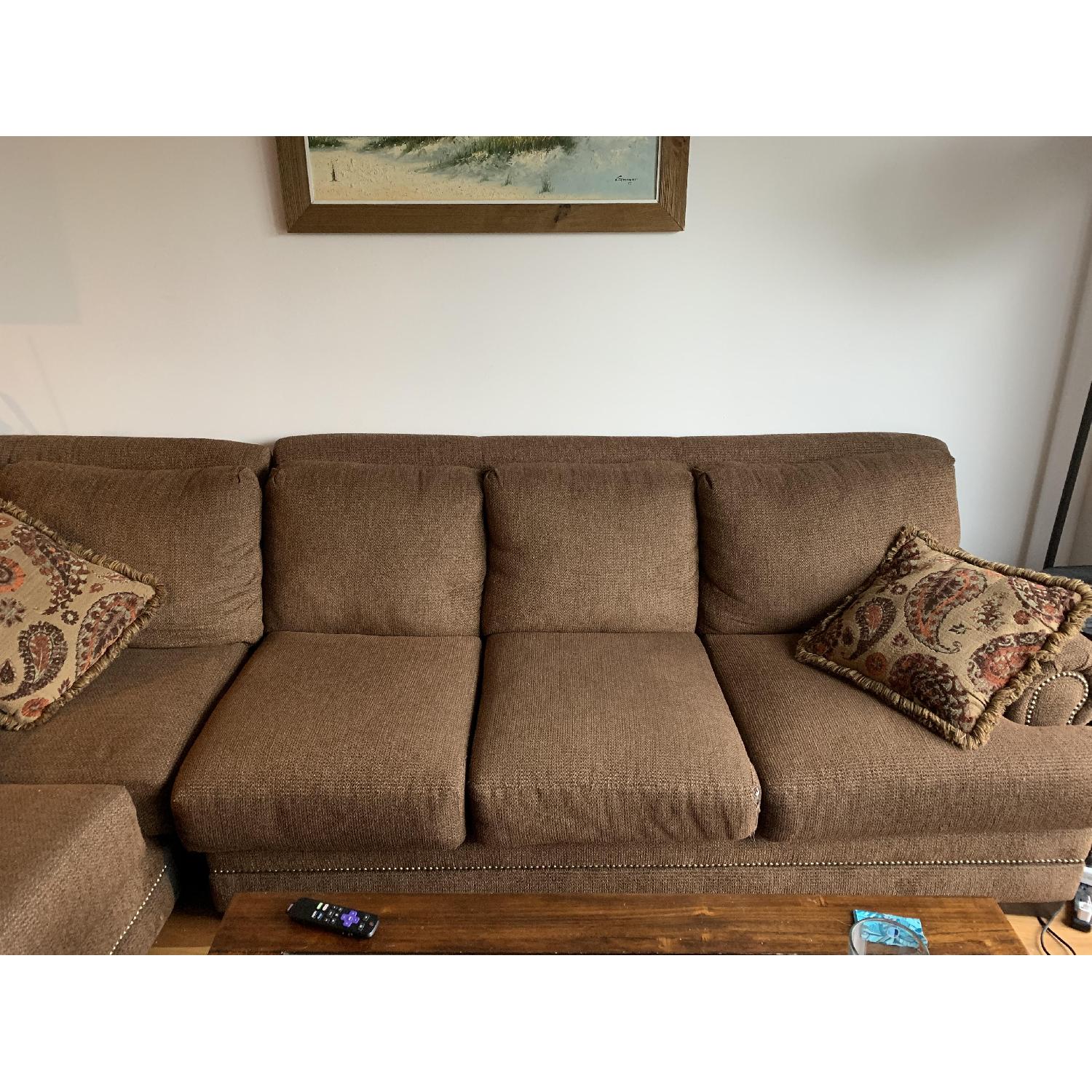 Serta Brown Corner 2-Piece Sectional Sofa w/ Nailheads - image-4