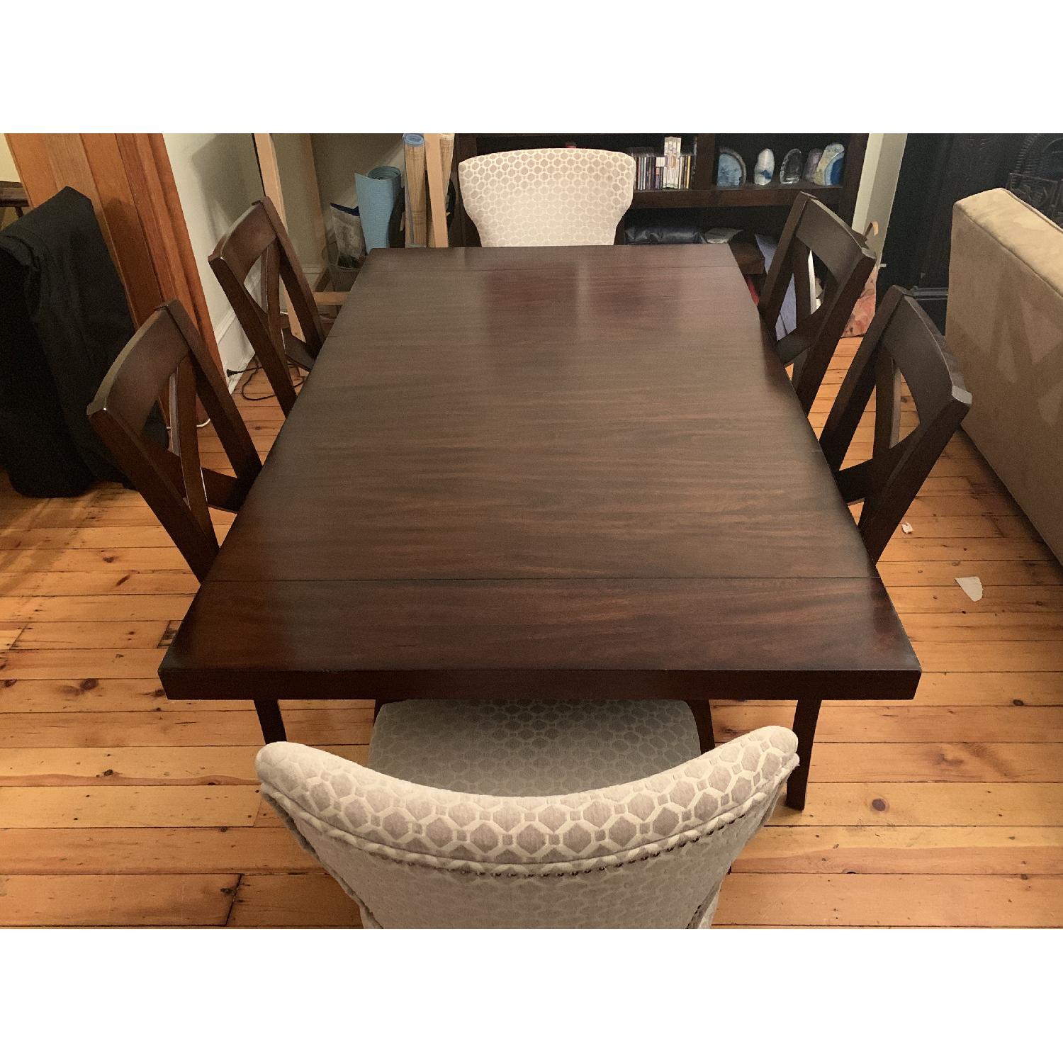 Wood Expandable Dining Table w/ 6 Chairs - image-2