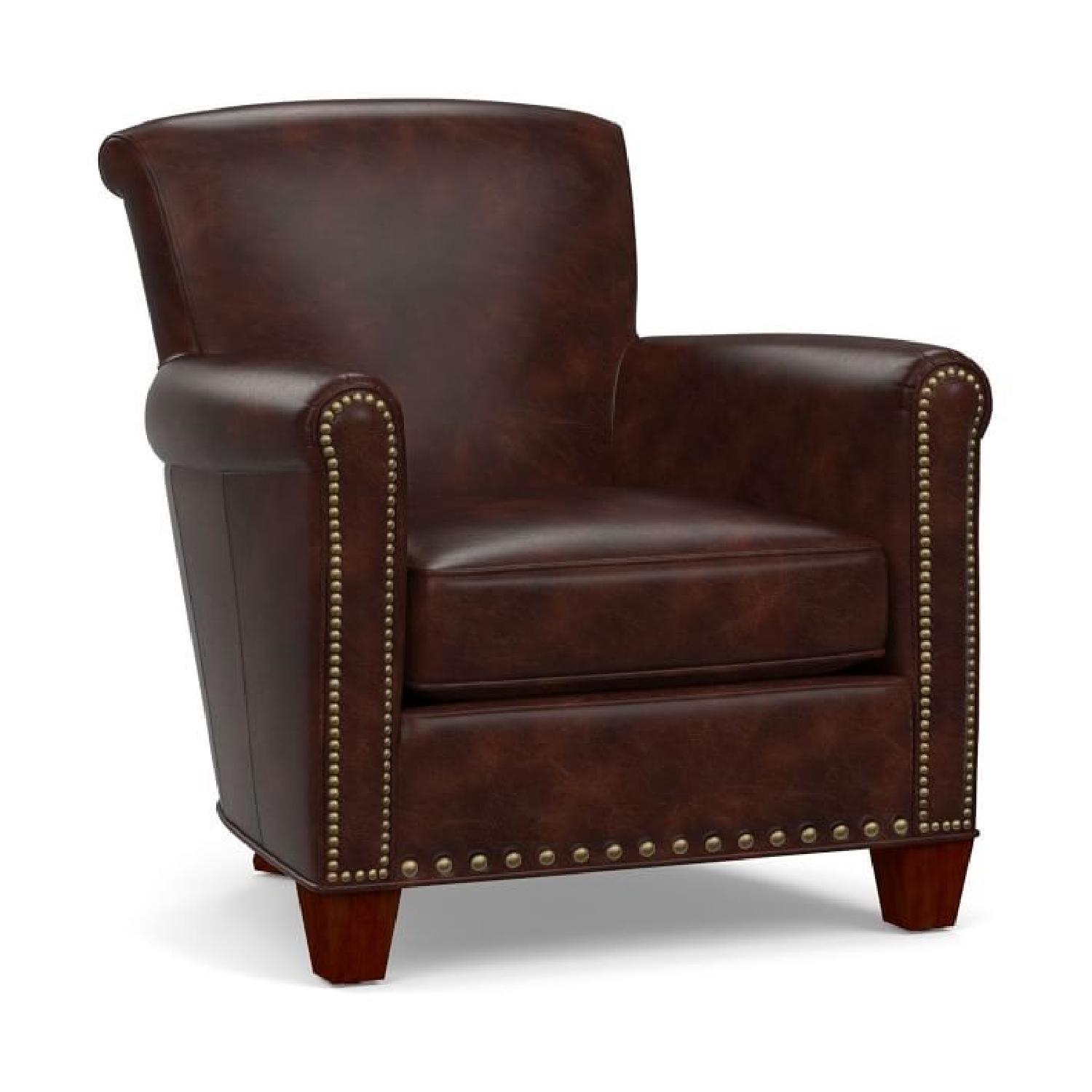 Pottery Barn Irving Leather Armchair - image-3