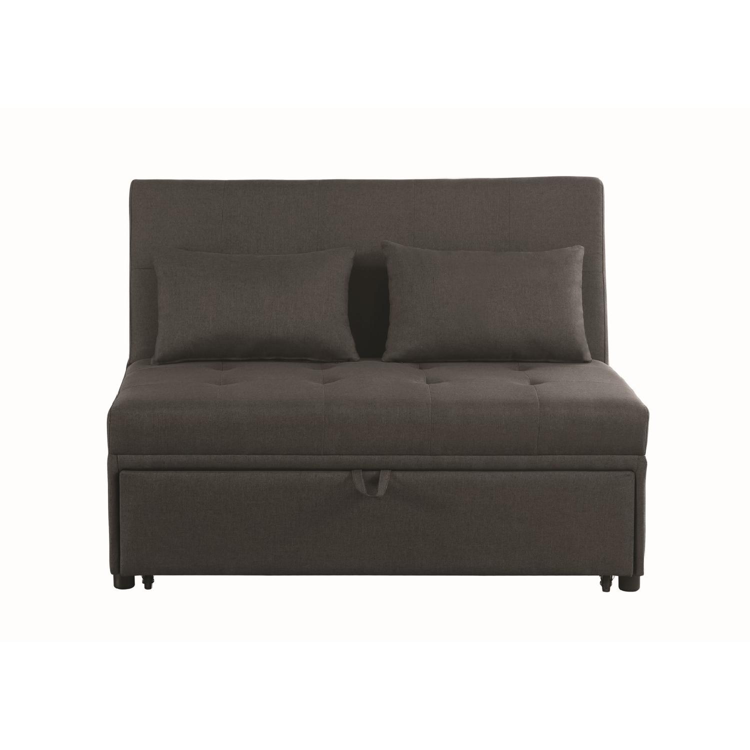 Sofabed In Grey Linen Like Fabric W Pull Out Sleeper Aptdeco