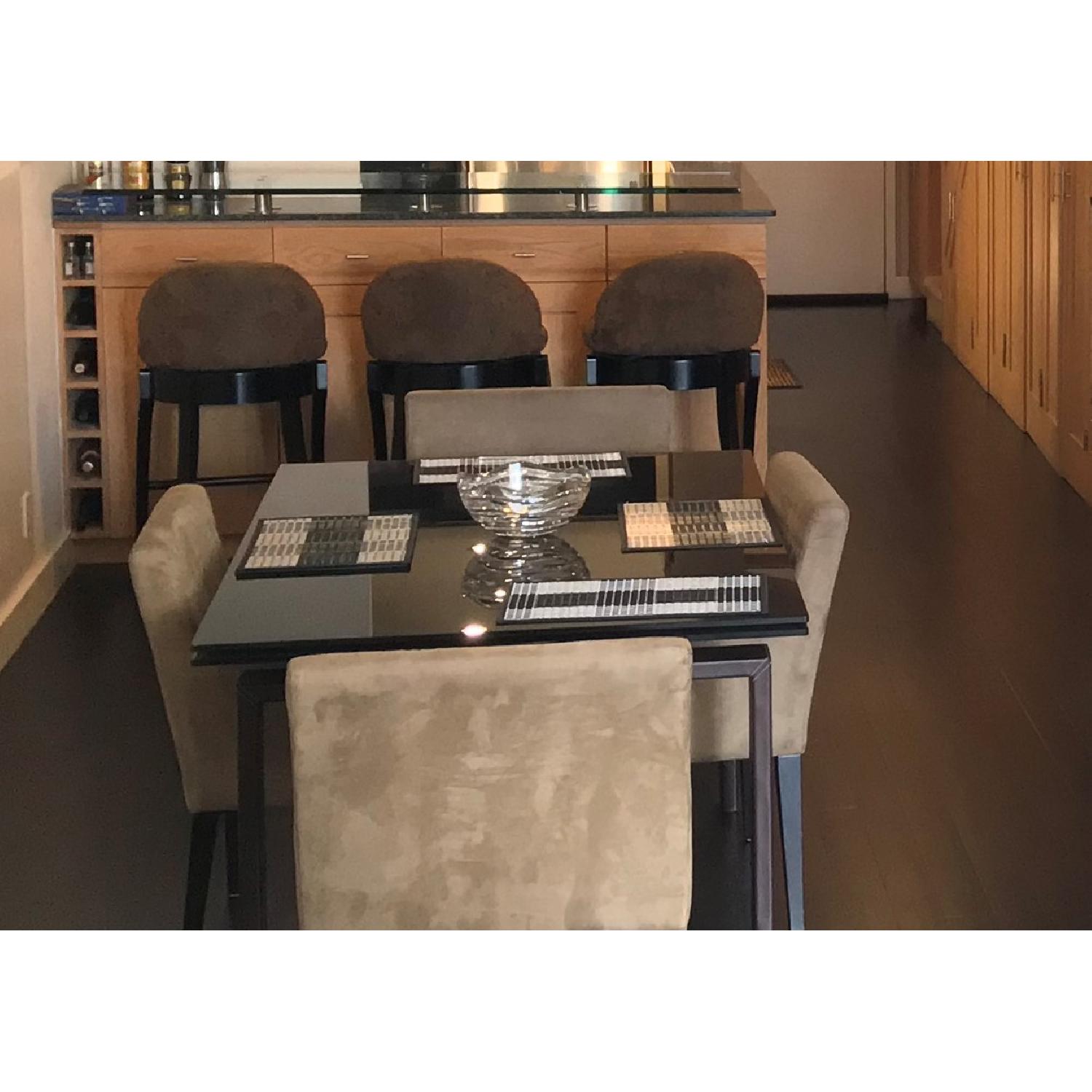 Expandable Black Tempered Glass Dining Table - image-1