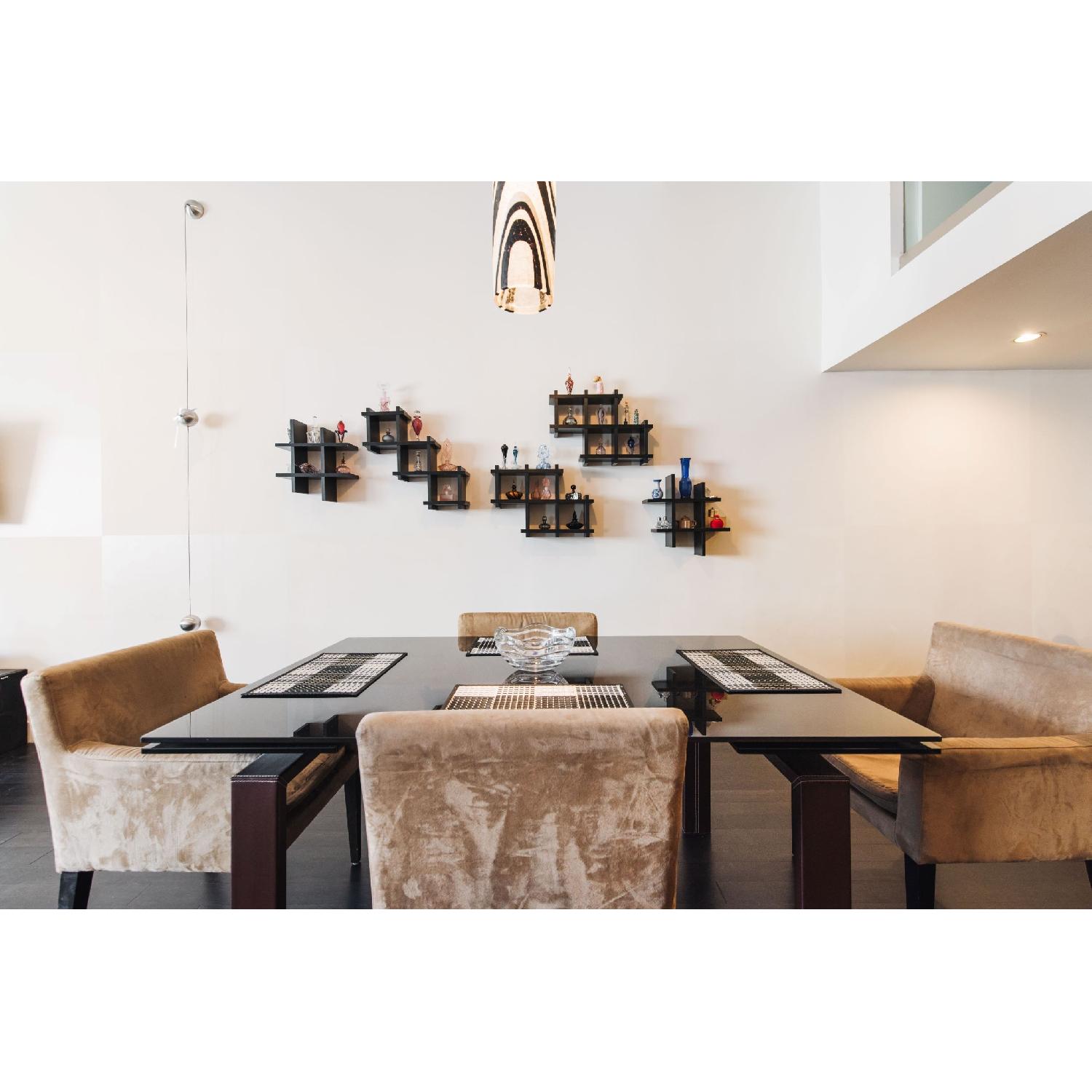 Expandable Black Tempered Glass Dining Table - image-2