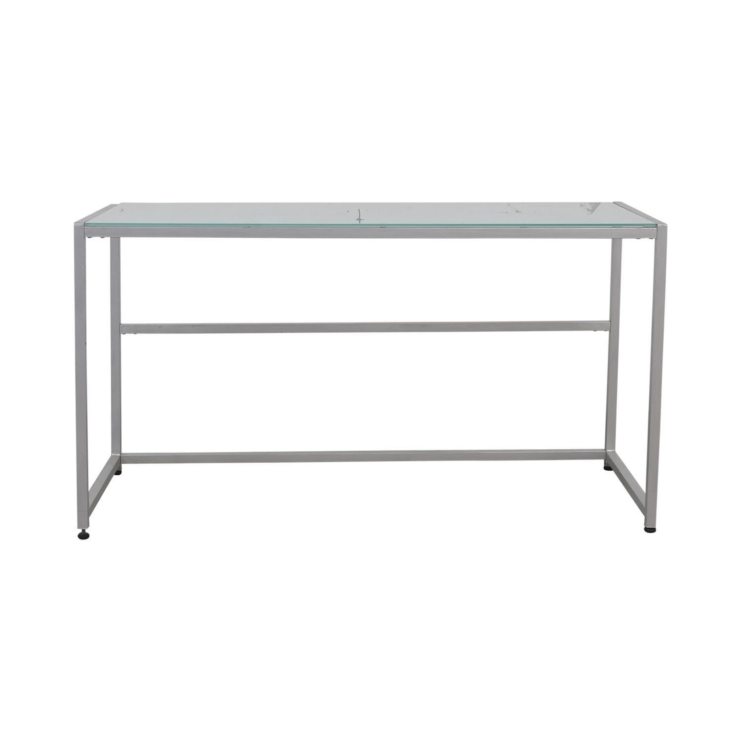 CB2 Trig Frosted Glass Desk/Console Table AptDeco