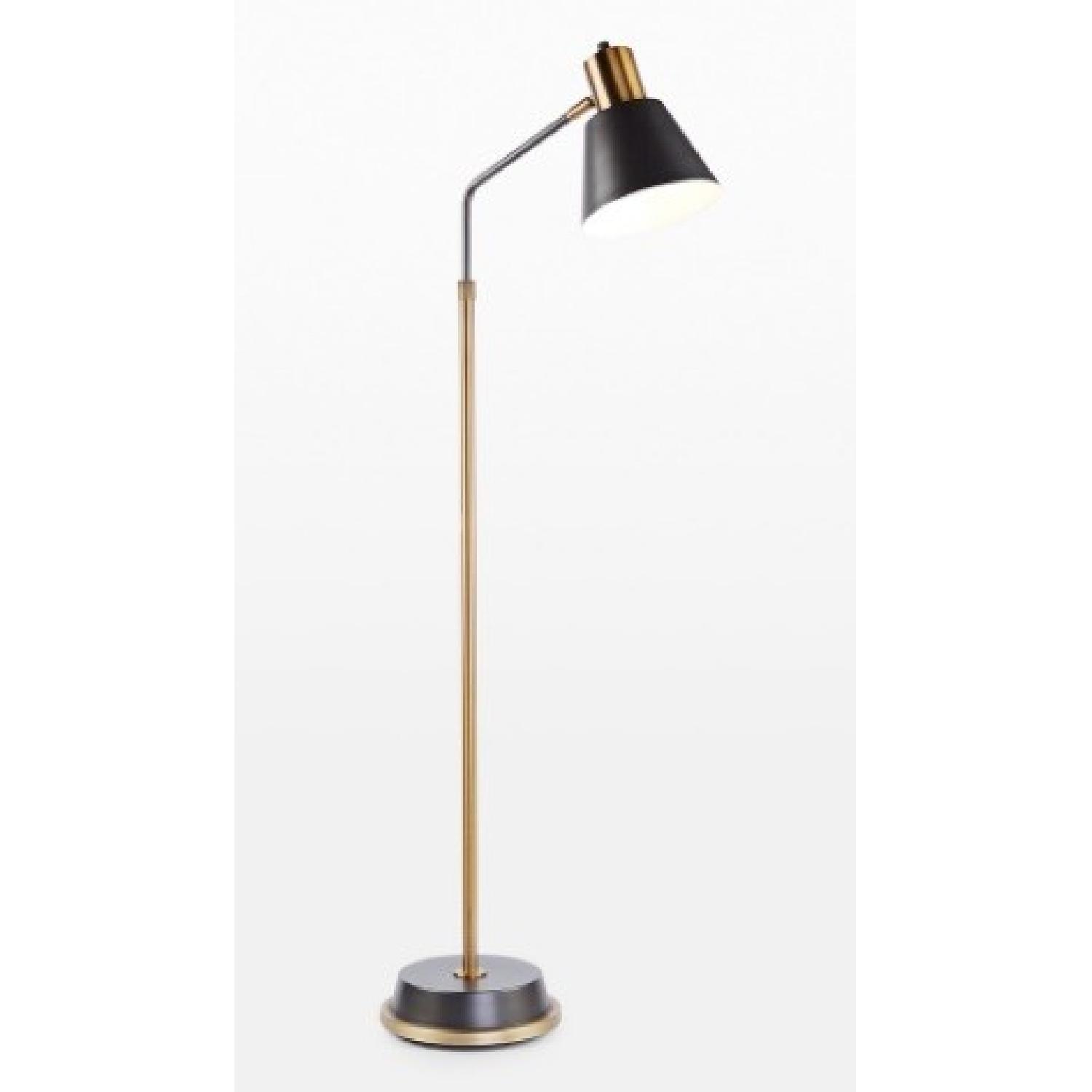 Rejuvenation Antique Brass & Bronze Cylinder Task Floor Lamp - image-1