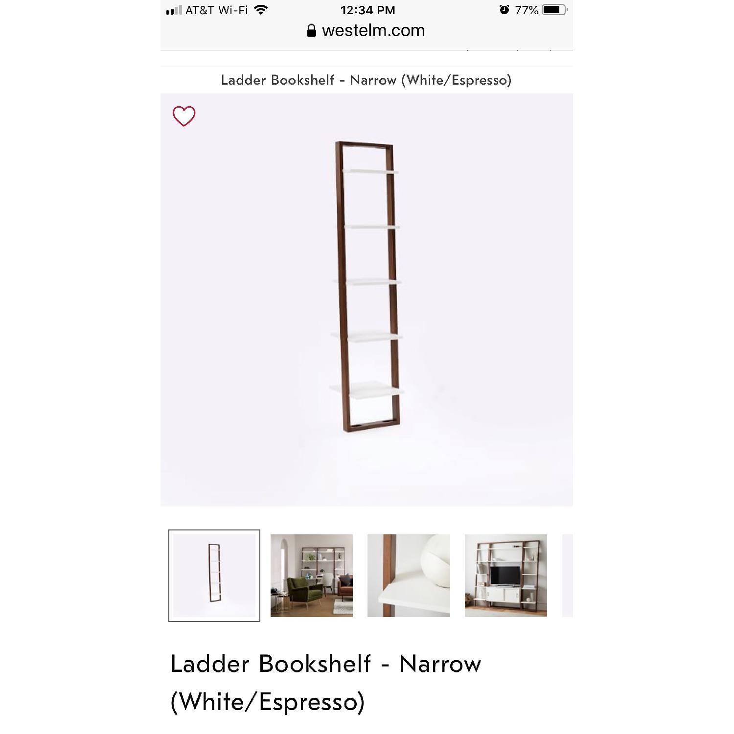 West Elm Ladder Narrow Bookshelf in White/Espresso - image-1
