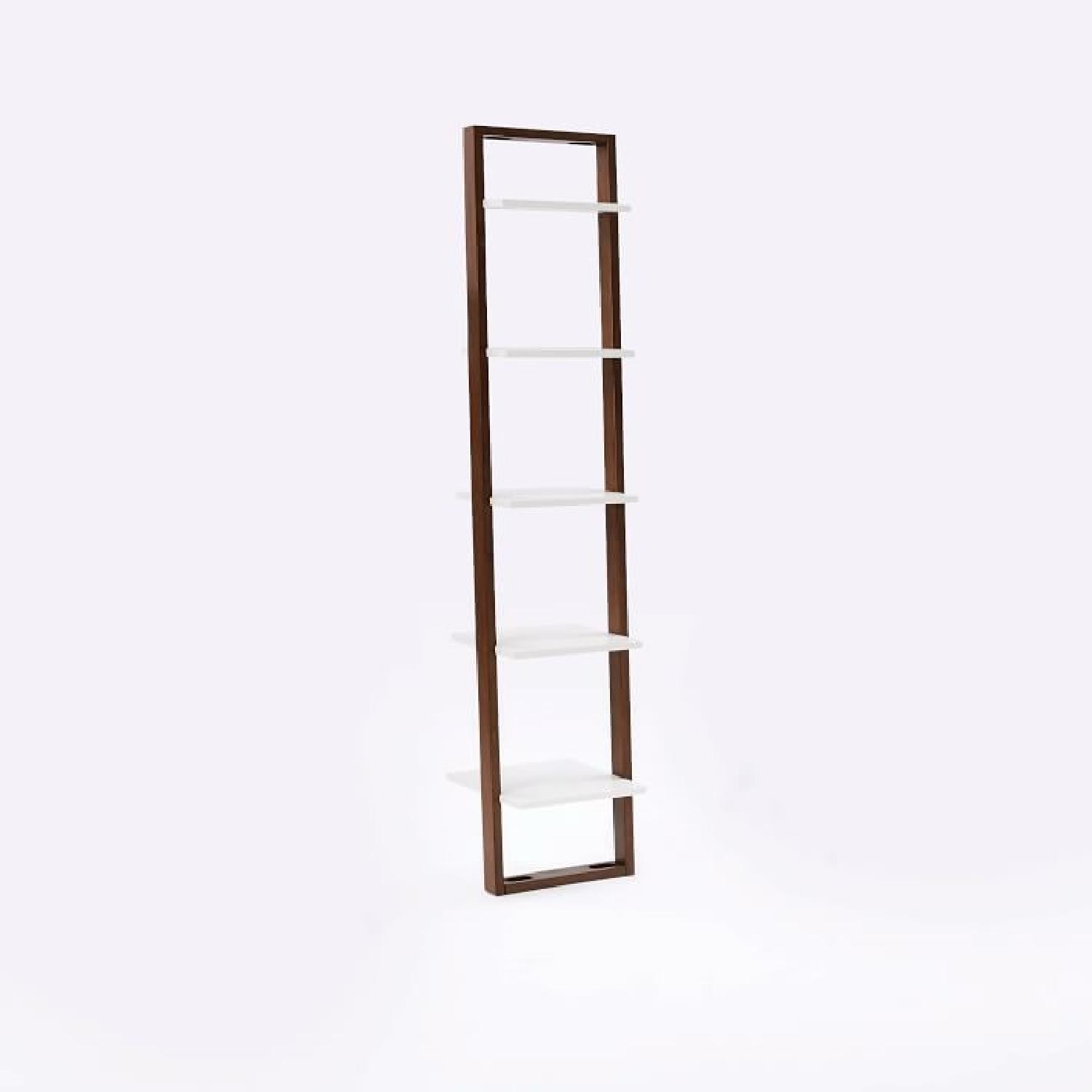 West Elm Ladder Narrow Bookshelf in White/Espresso - image-4