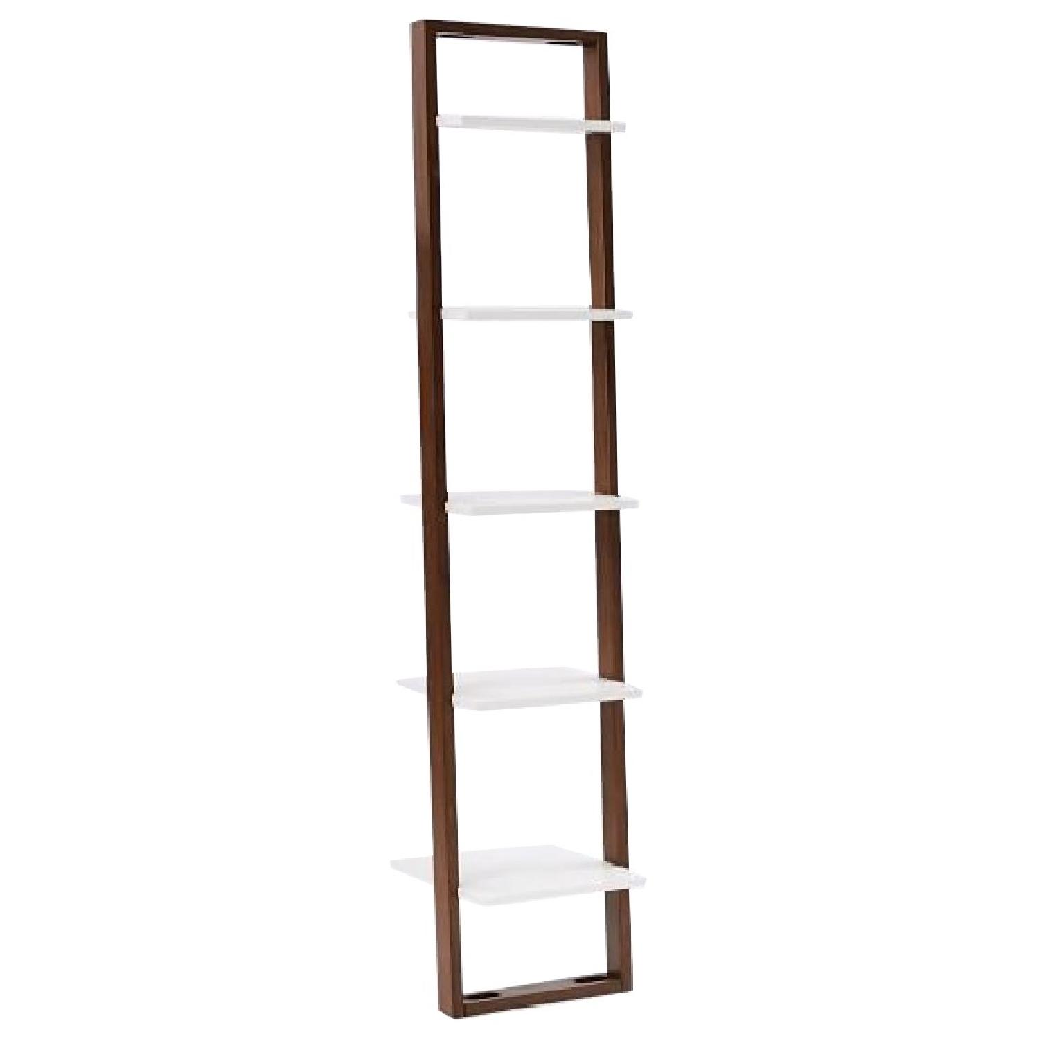 West Elm Ladder Narrow Bookshelf in White/Espresso - image-0