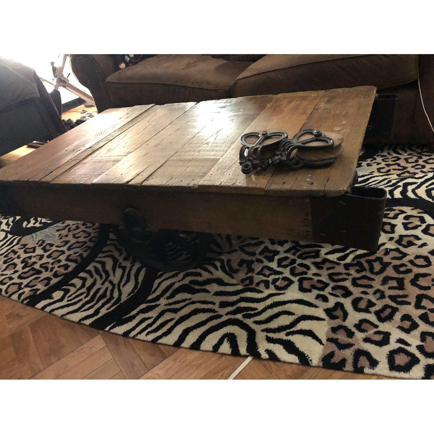 Jordans VintageInspired Rustic Mine Cart Coffee Table AptDeco