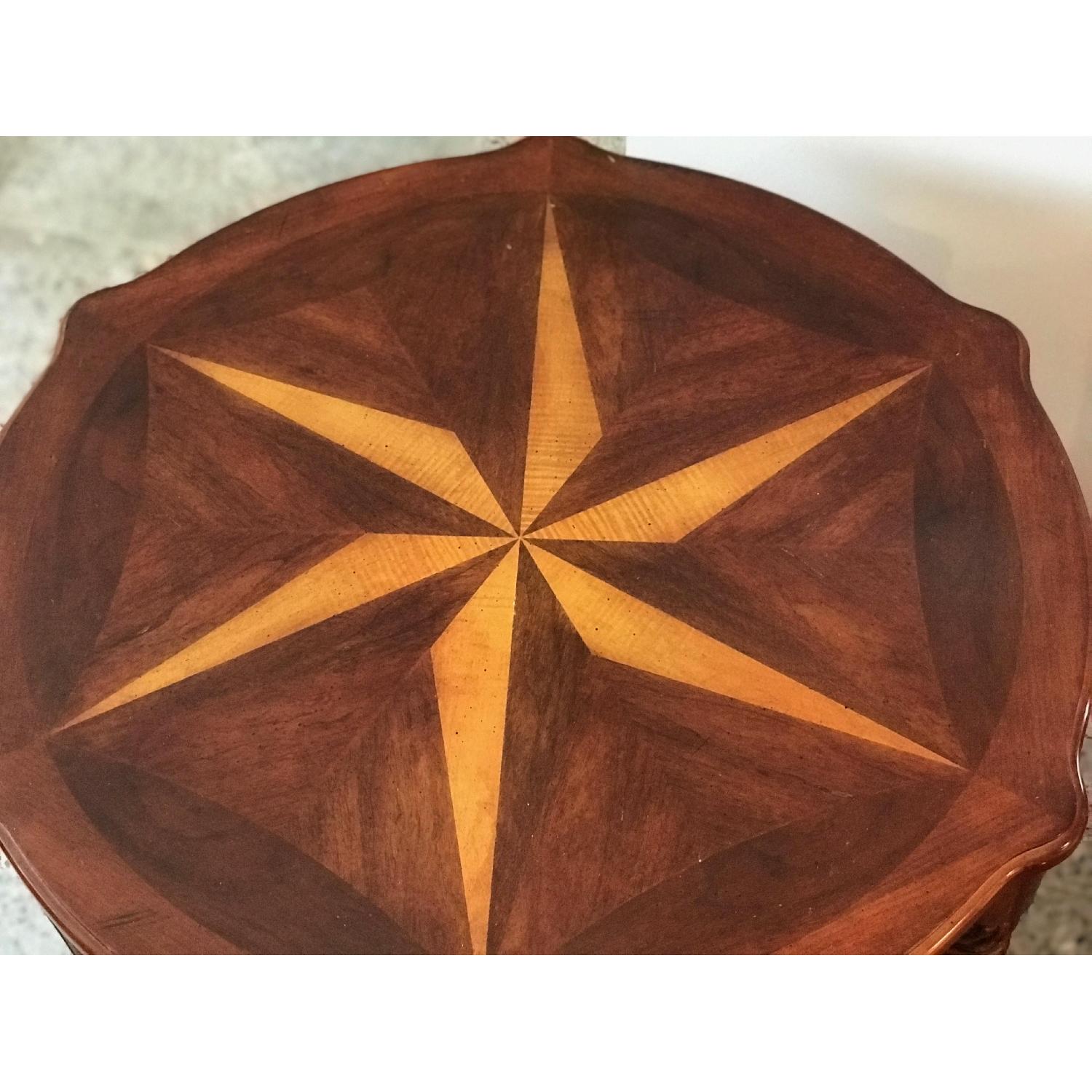 Star Pinwheel Inlay Solid Wood Side Table - AptDeco