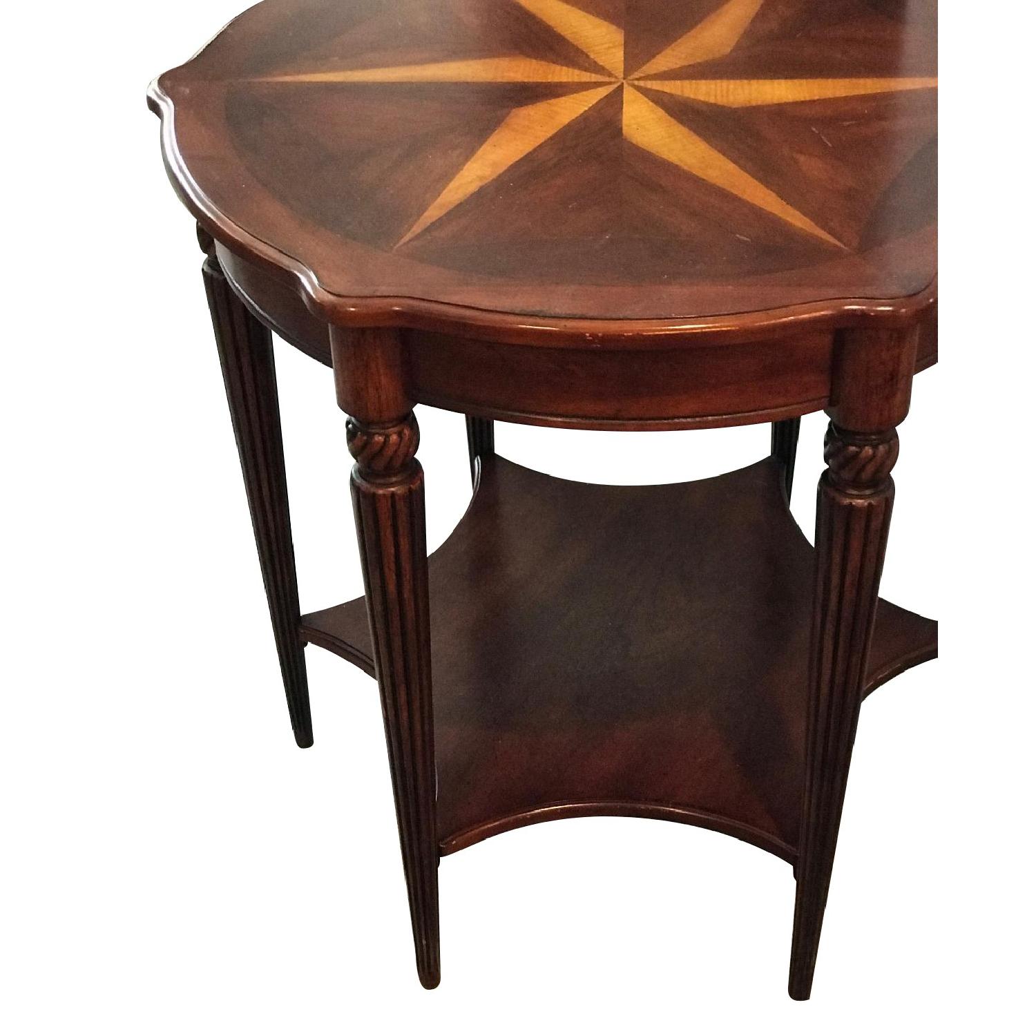 Star Pinwheel Inlay Solid Wood Side Table - AptDeco