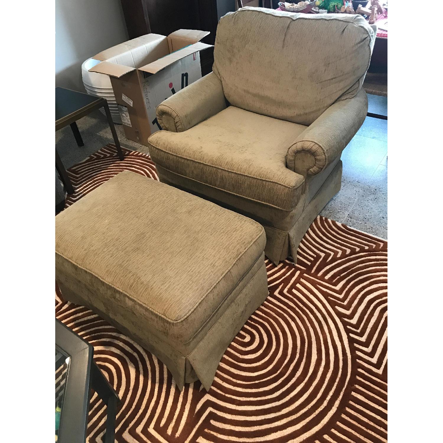 Slipcovered Chair & Ottoman - image-1
