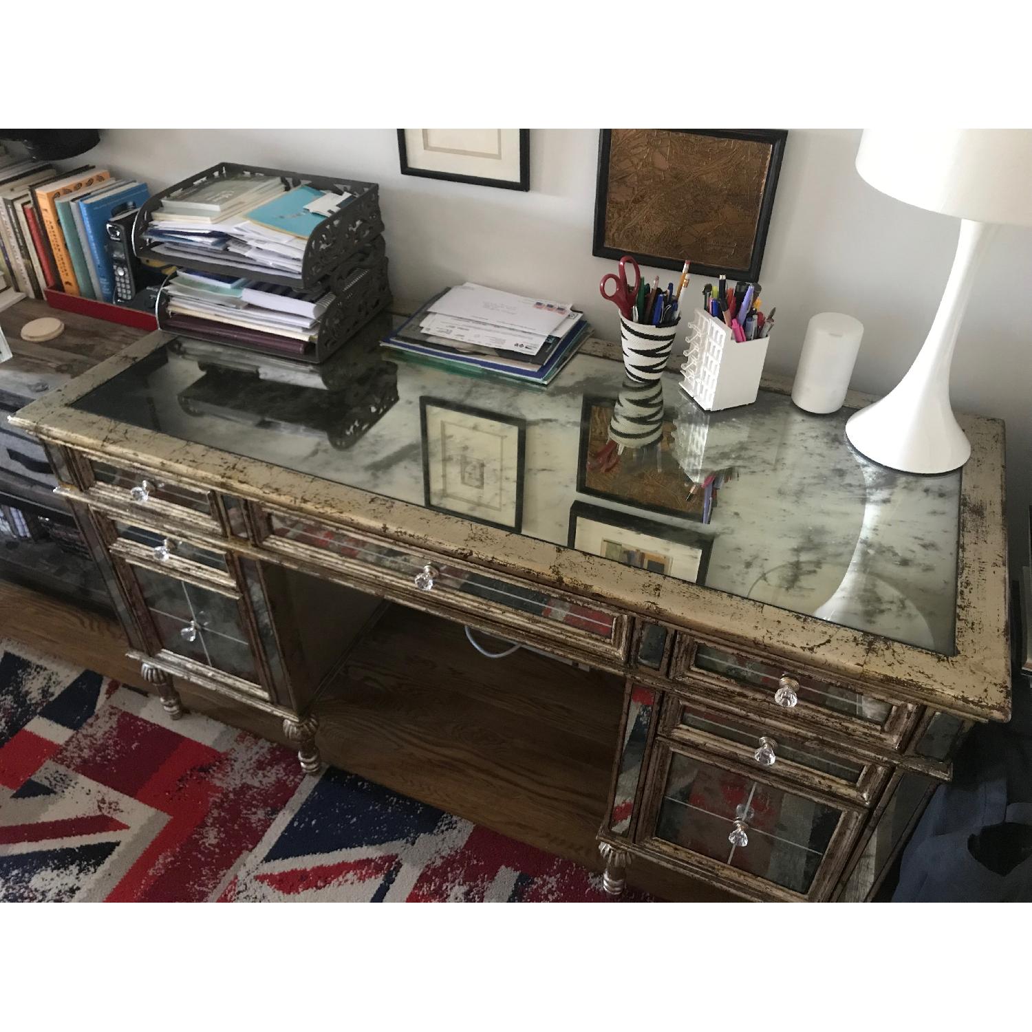 Horchow Antiqued Mirrored Desk - image-4