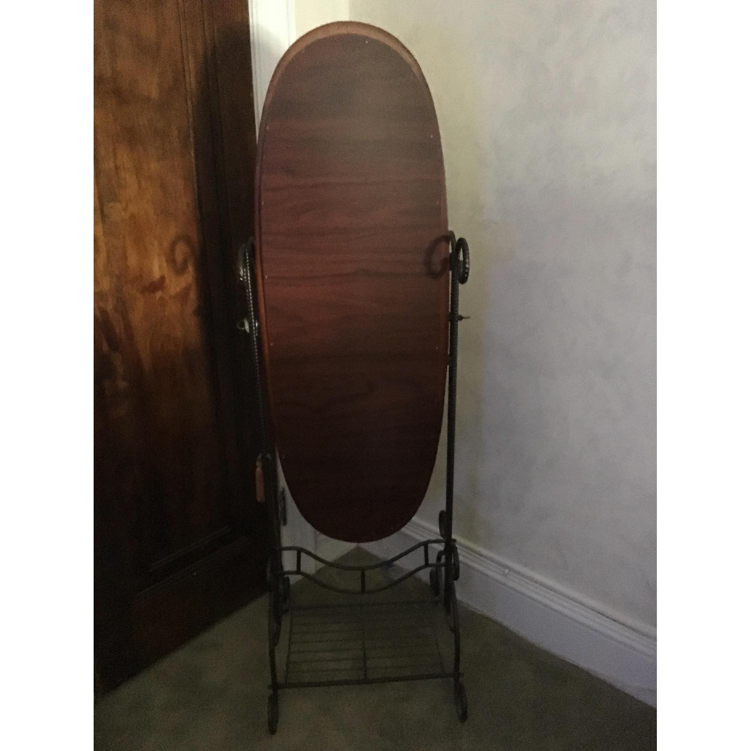 Wrought Iron & Cherry Cheval Mirror - image-2