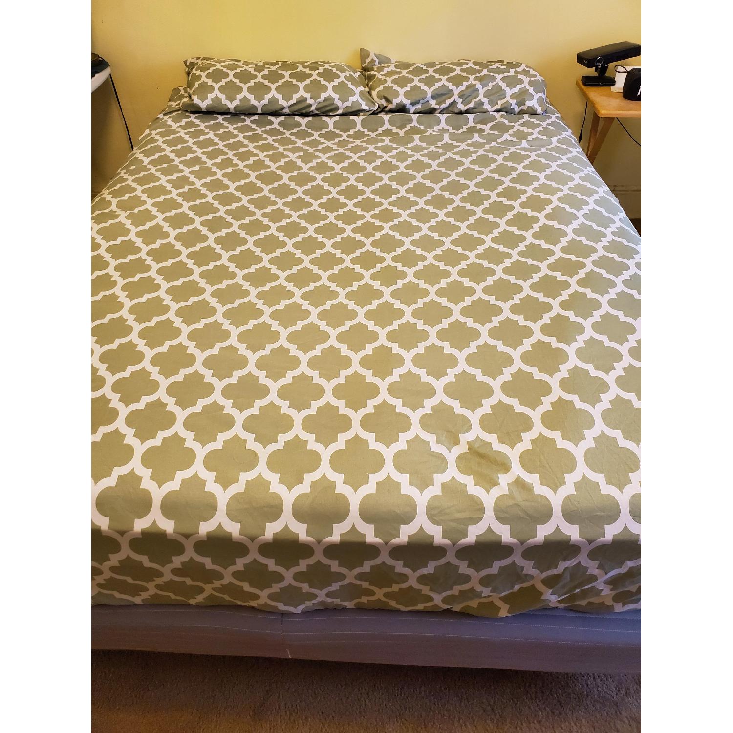 Sleepy's Queen Size Bed Frame w/ Tufted Headboard - image-1
