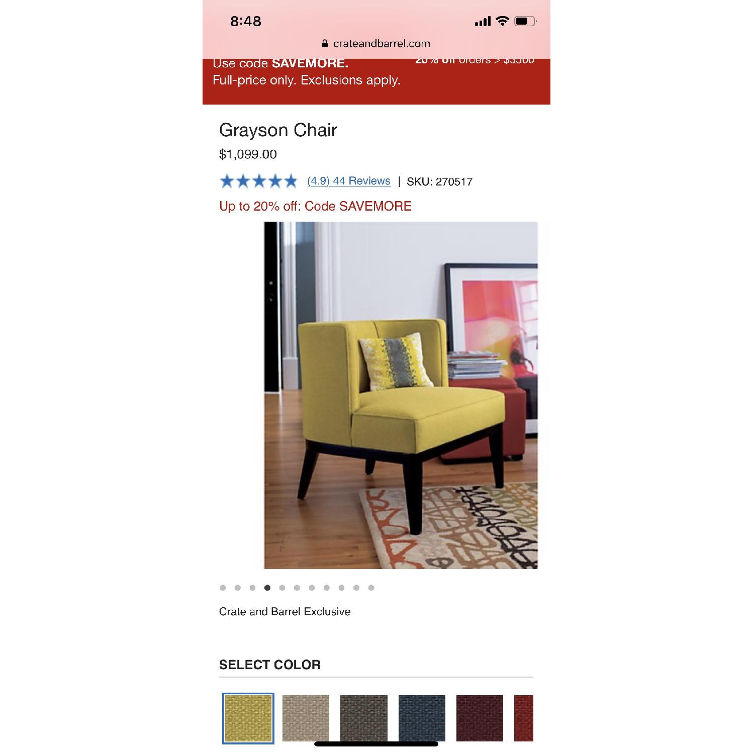 Crate & Barrel Grayson Chair - image-4