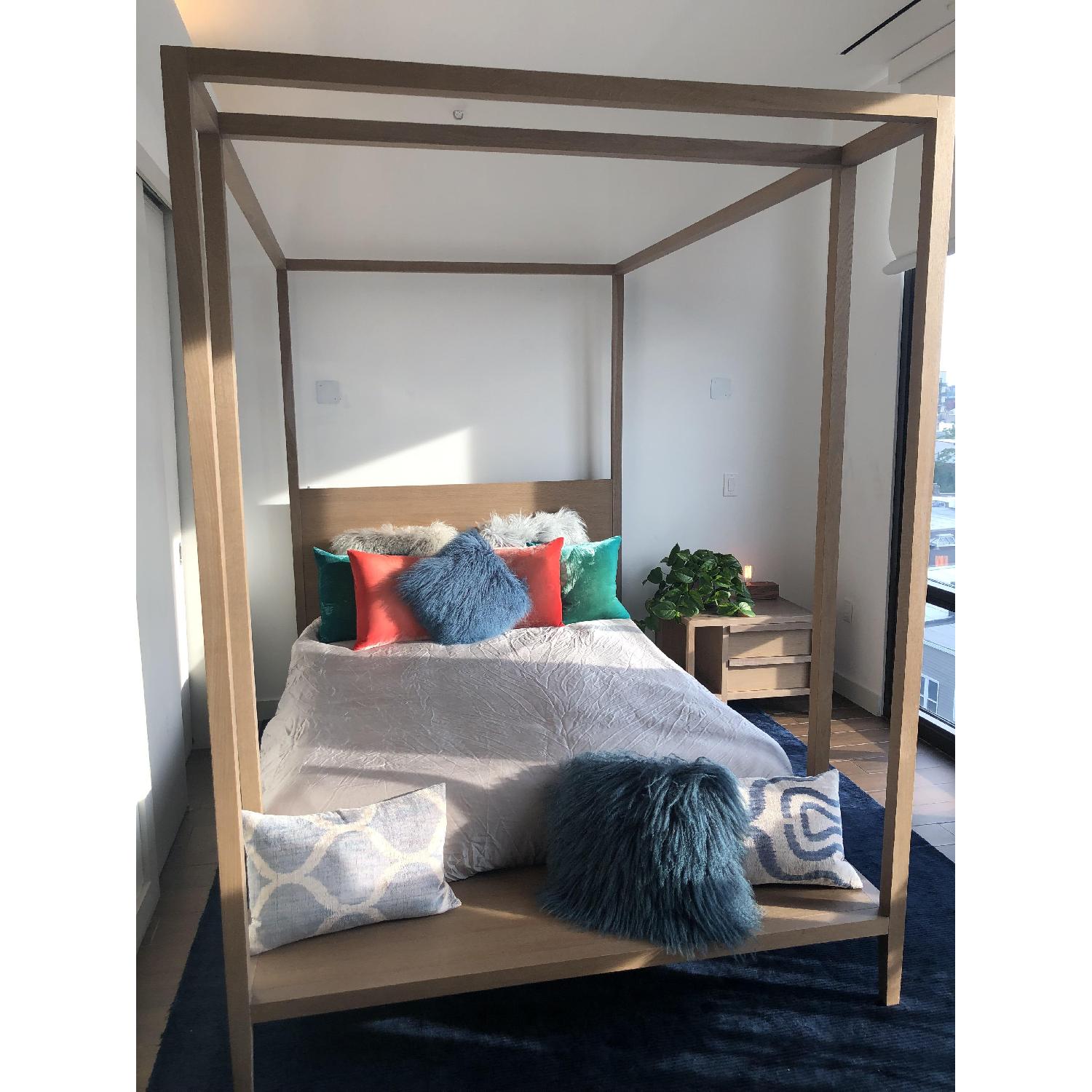 CB2 Wood Queen Size Canopy Bed AptDeco