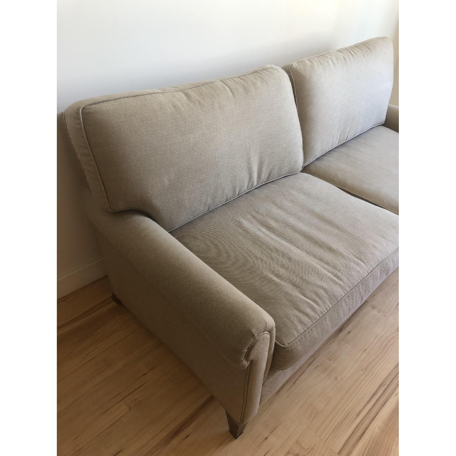 Lee Jofa Tan Fabric Sofa W Wood Legs Aptdeco