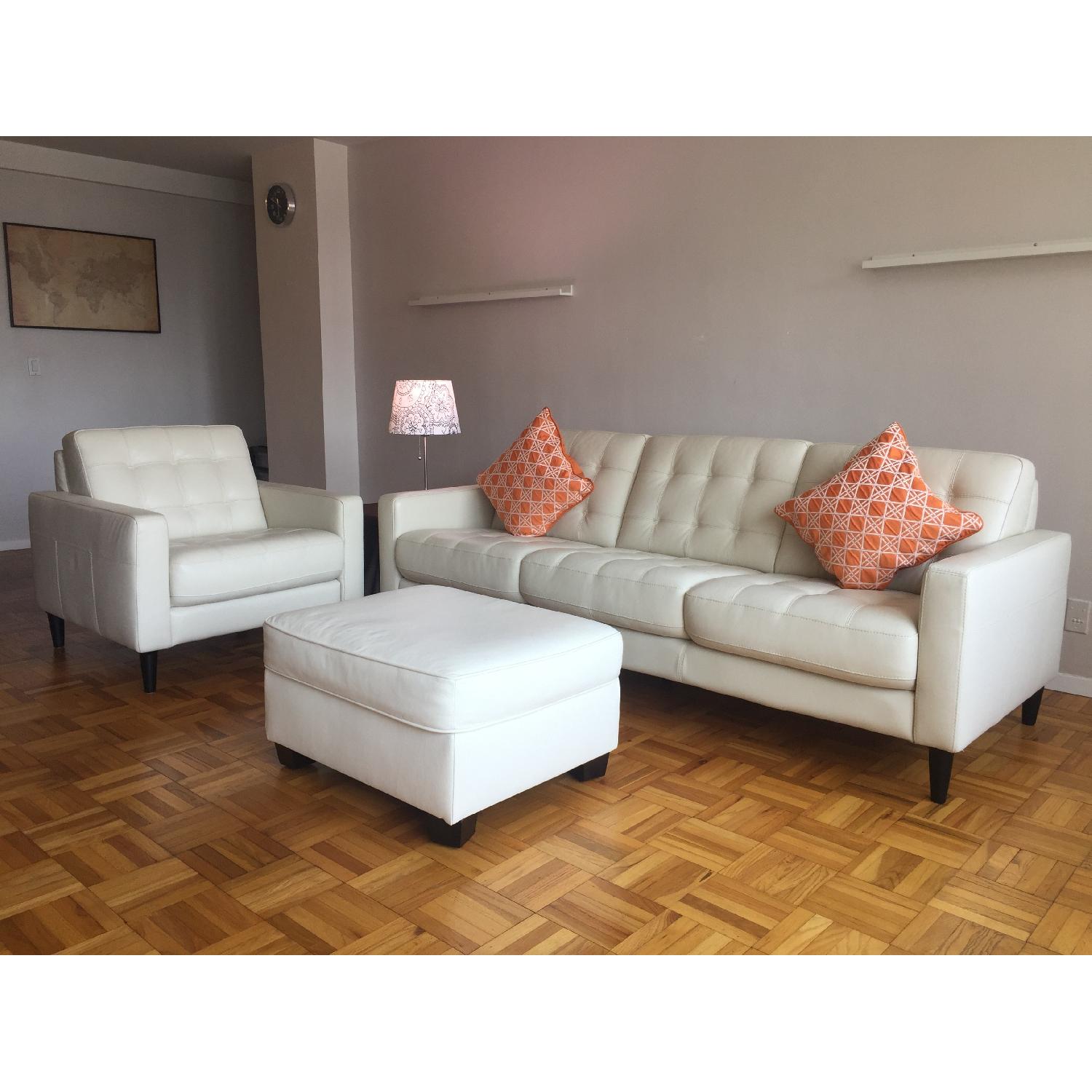 Macy's Carla Sofa + Chair & West Elm Ottoman - image-1