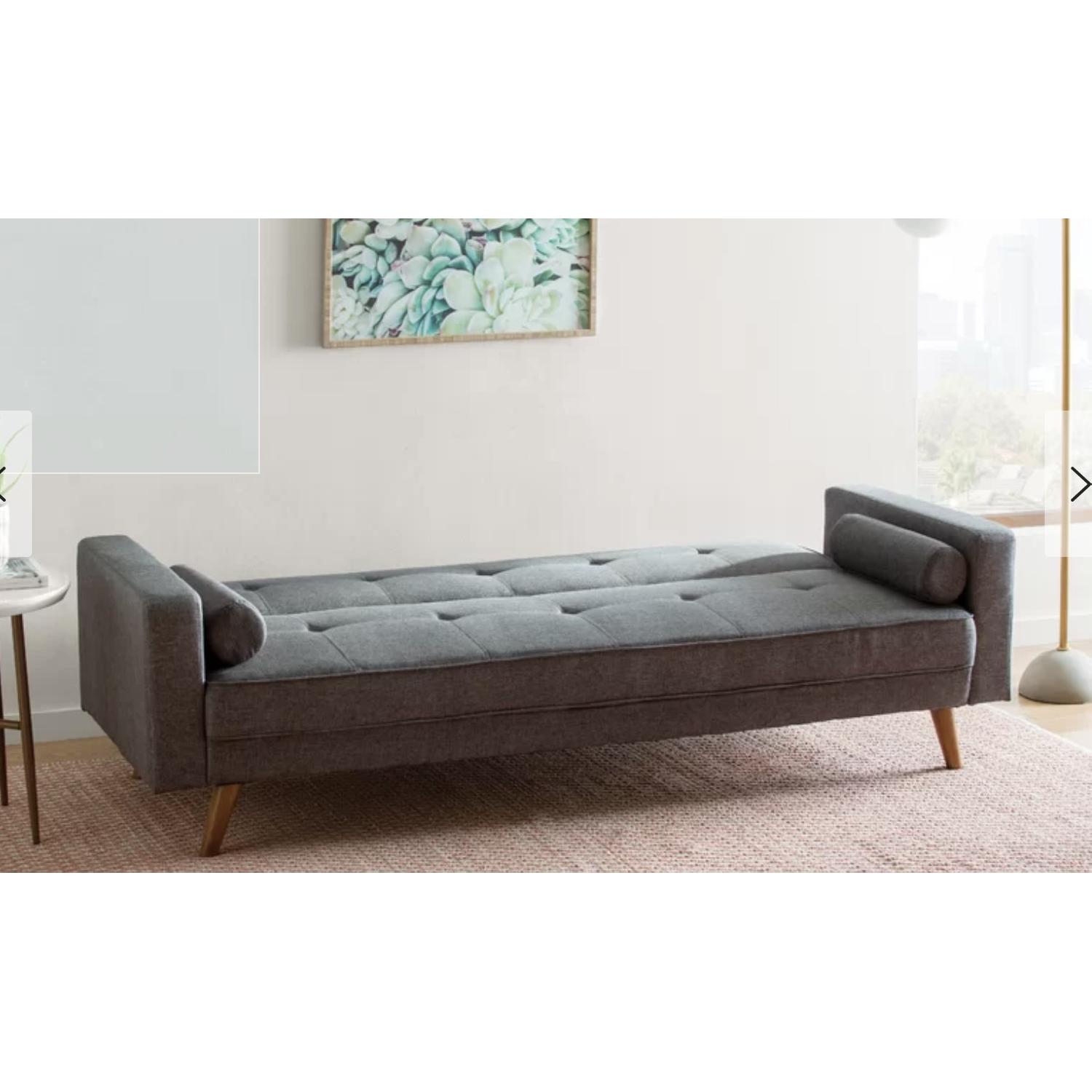 Langley Street Mid Century Sleeper Sofa in Dark Grey AptDeco