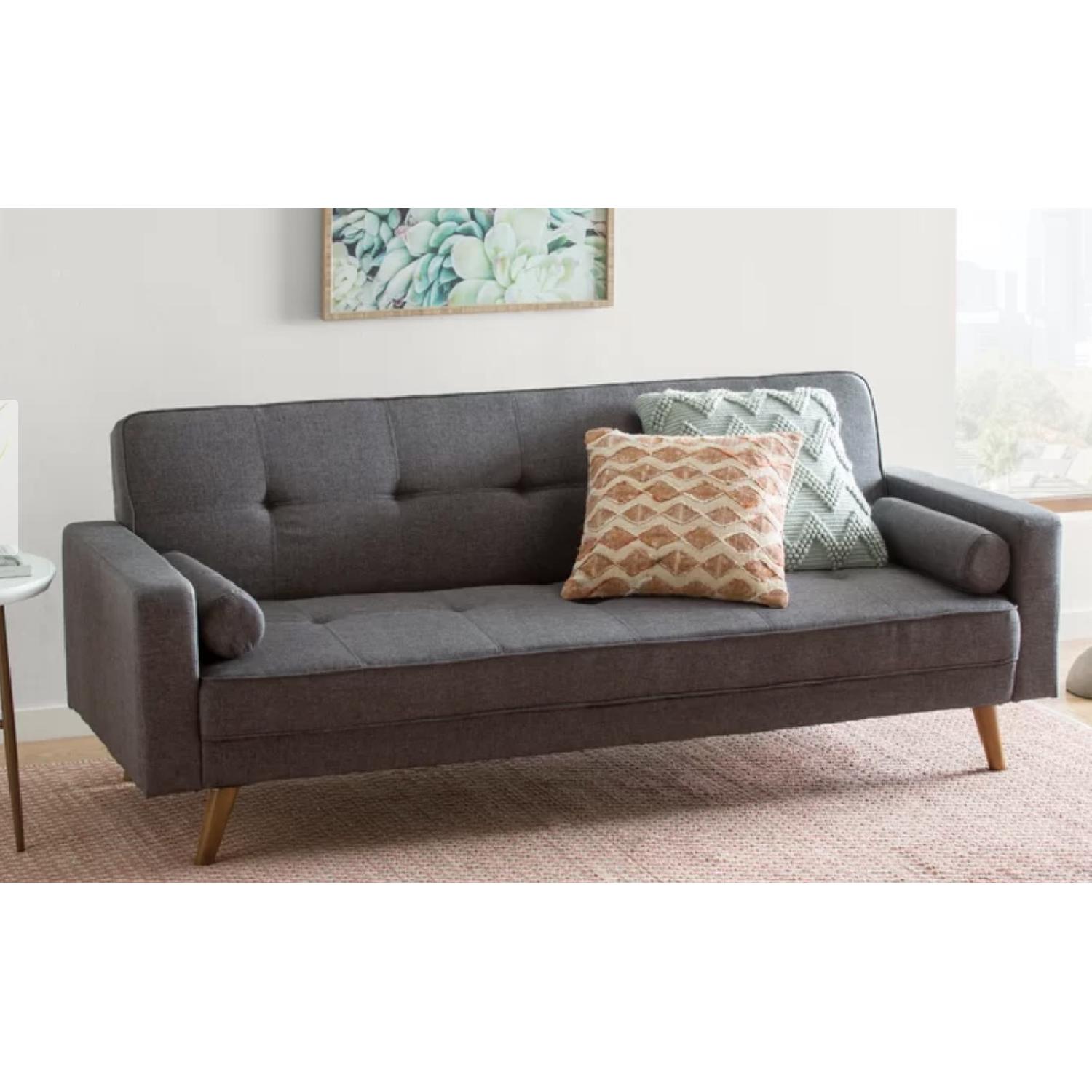 Langley Street Mid Century Sleeper Sofa in Dark Grey AptDeco