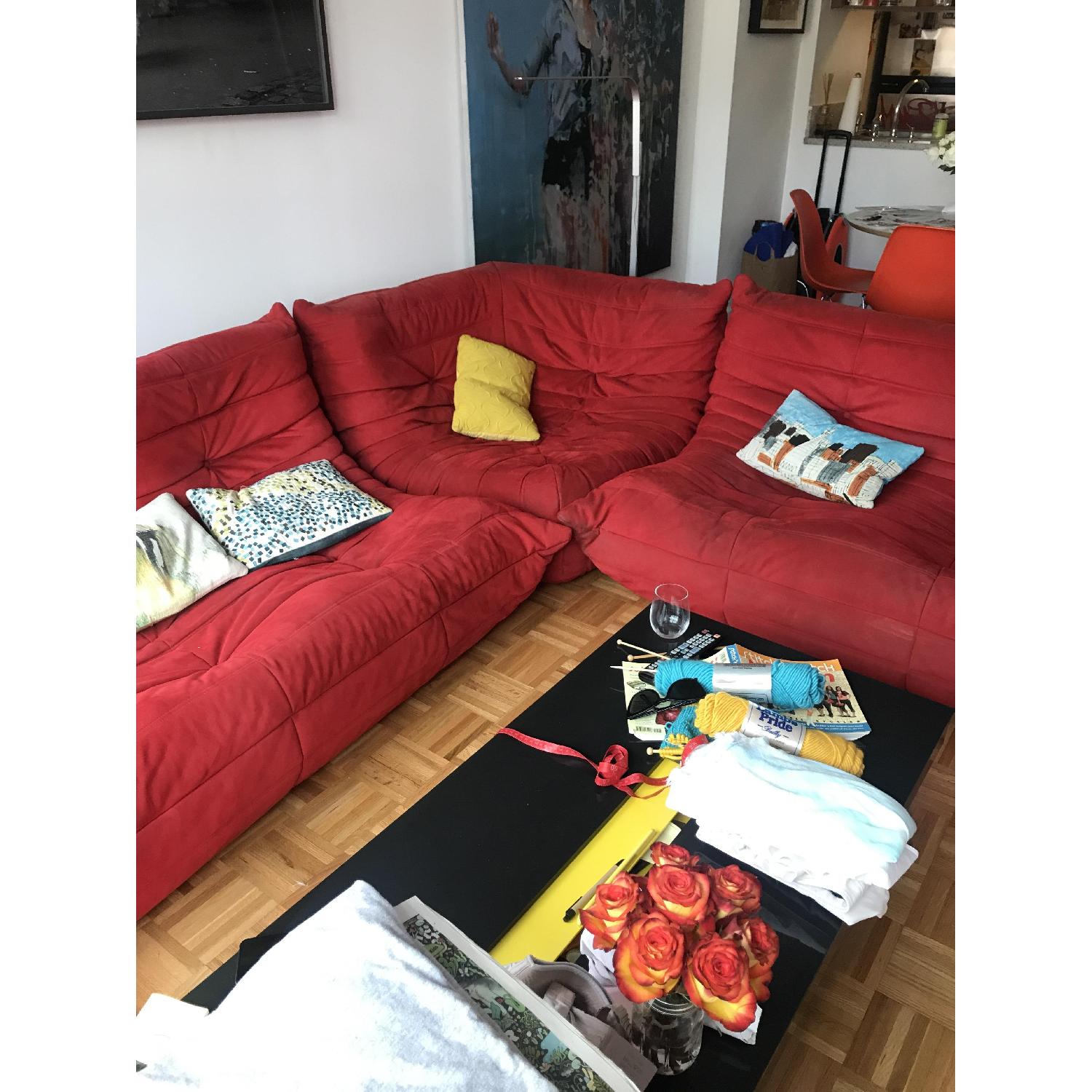 Ligne Roset Togo 3-Piece Red Sectional Sofa - image-1