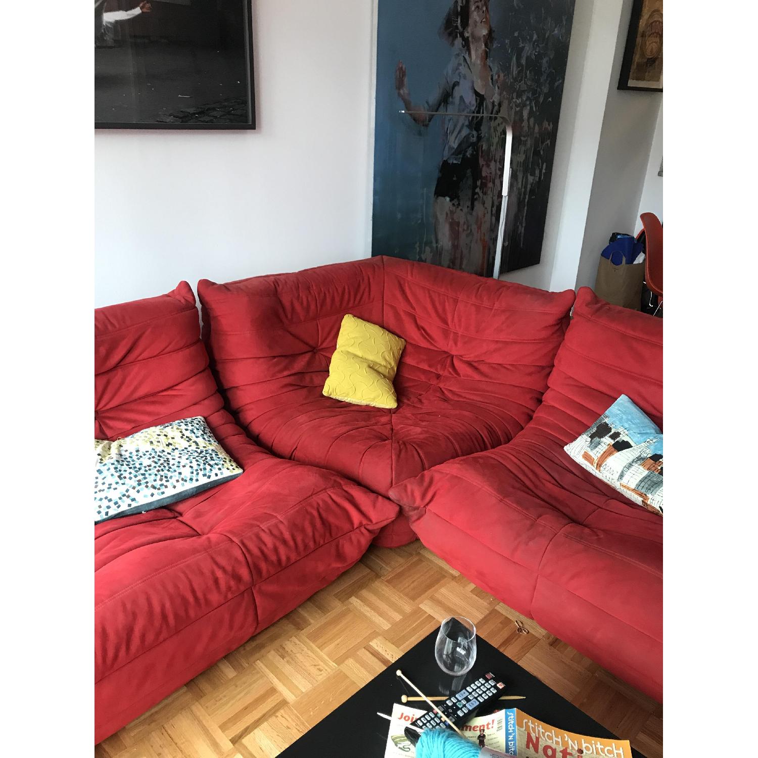 Ligne Roset Togo 3-Piece Red Sectional Sofa - image-3