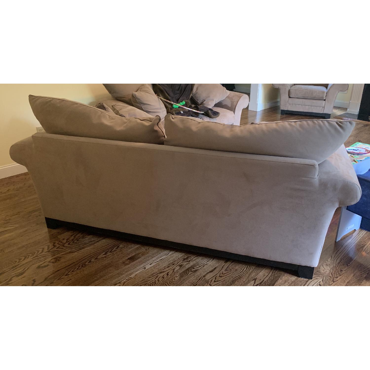 Raymour & Flanigan Light Brown Microfiber Sofa - image-3