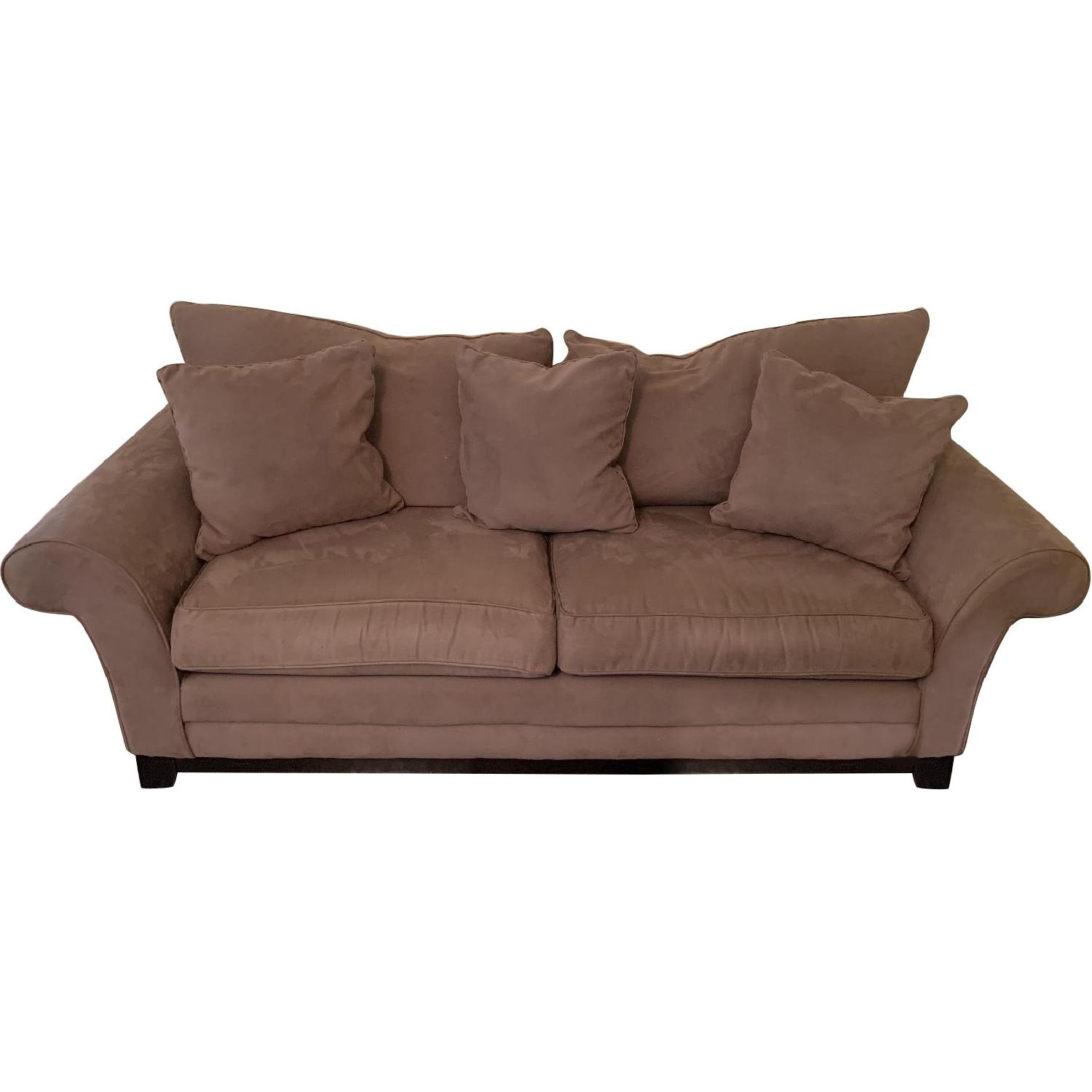 Raymour & Flanigan Light Brown Microfiber Sofa - image-0