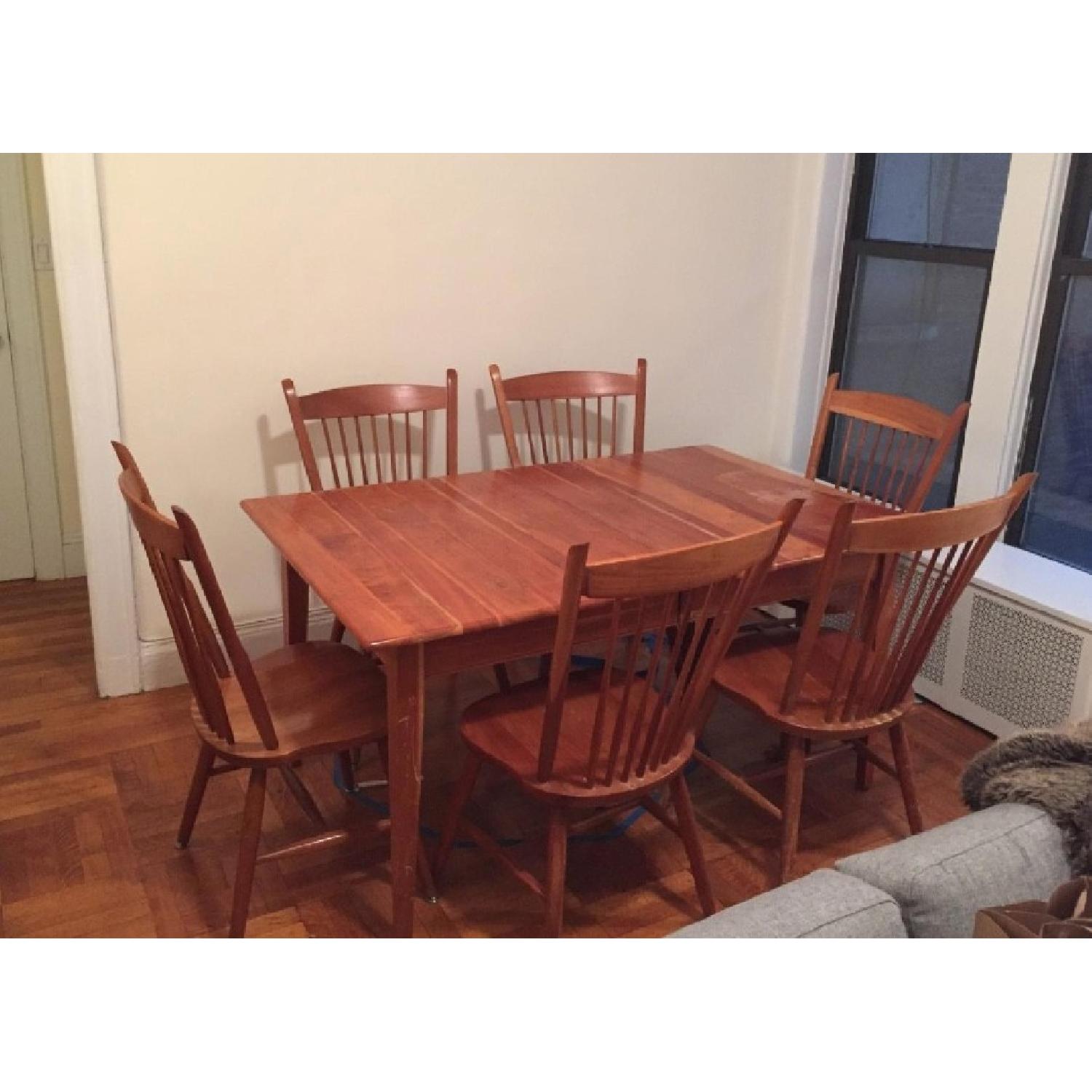 Expandable Cherry Dining Table w/ 6 Chairs - image-1