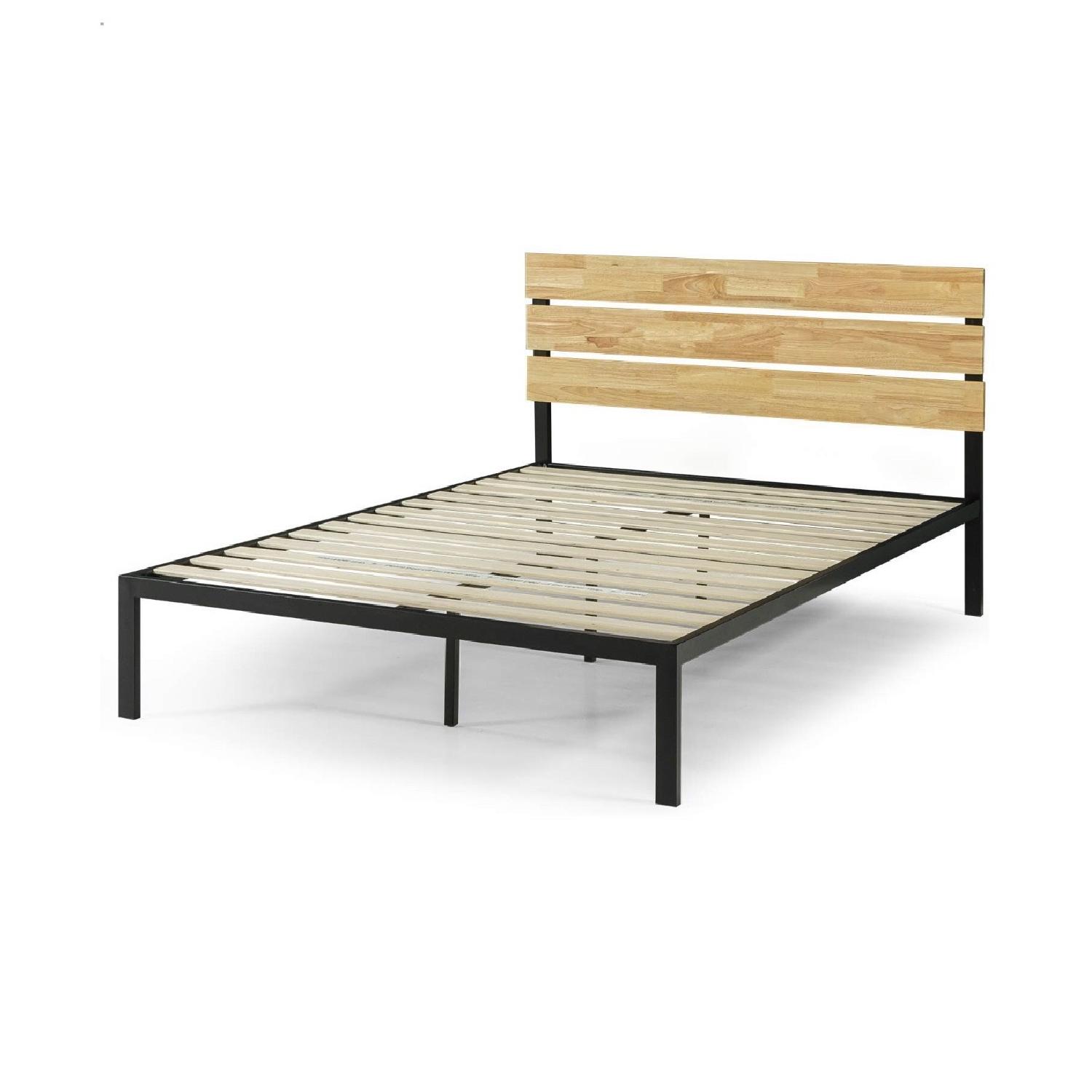 Zinus Paul Full Metal & Wood Platform Bed w/ Wood Slats AptDeco