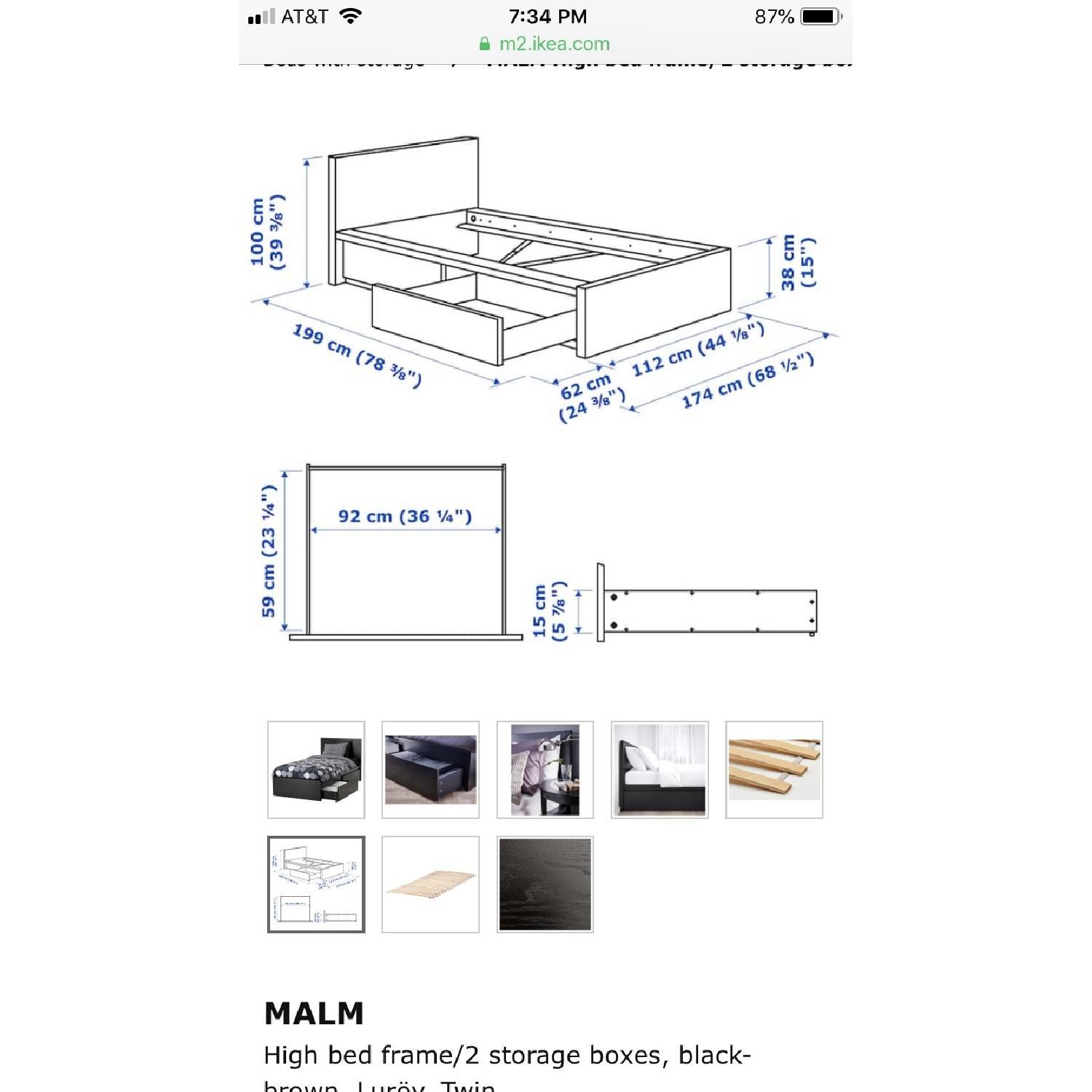 Ikea Malm Twin Bed Frame w/ 2 Storage Drawers - image-6