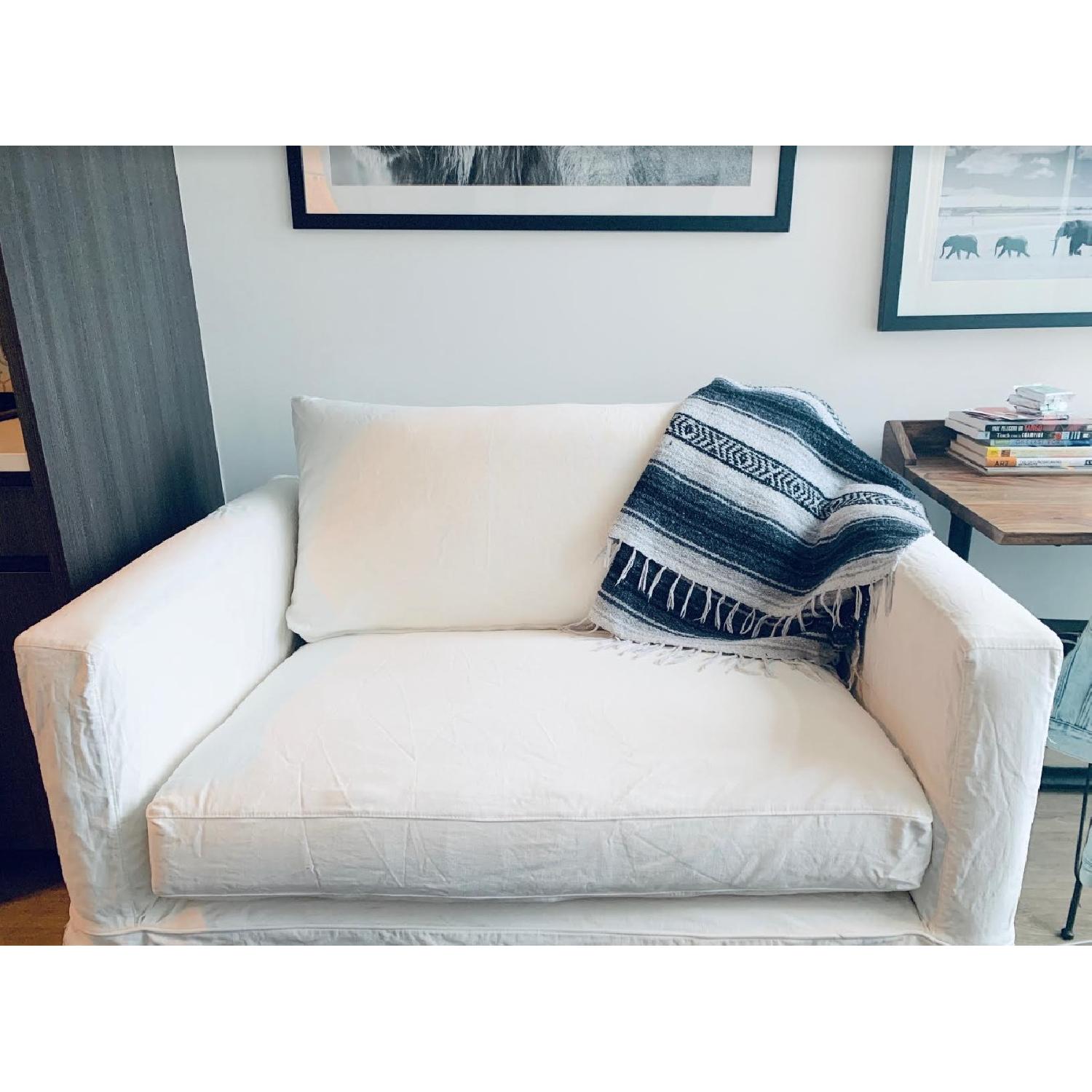 Crate & Barrel Willow Modern Slipcover Chair and a Half - image-3