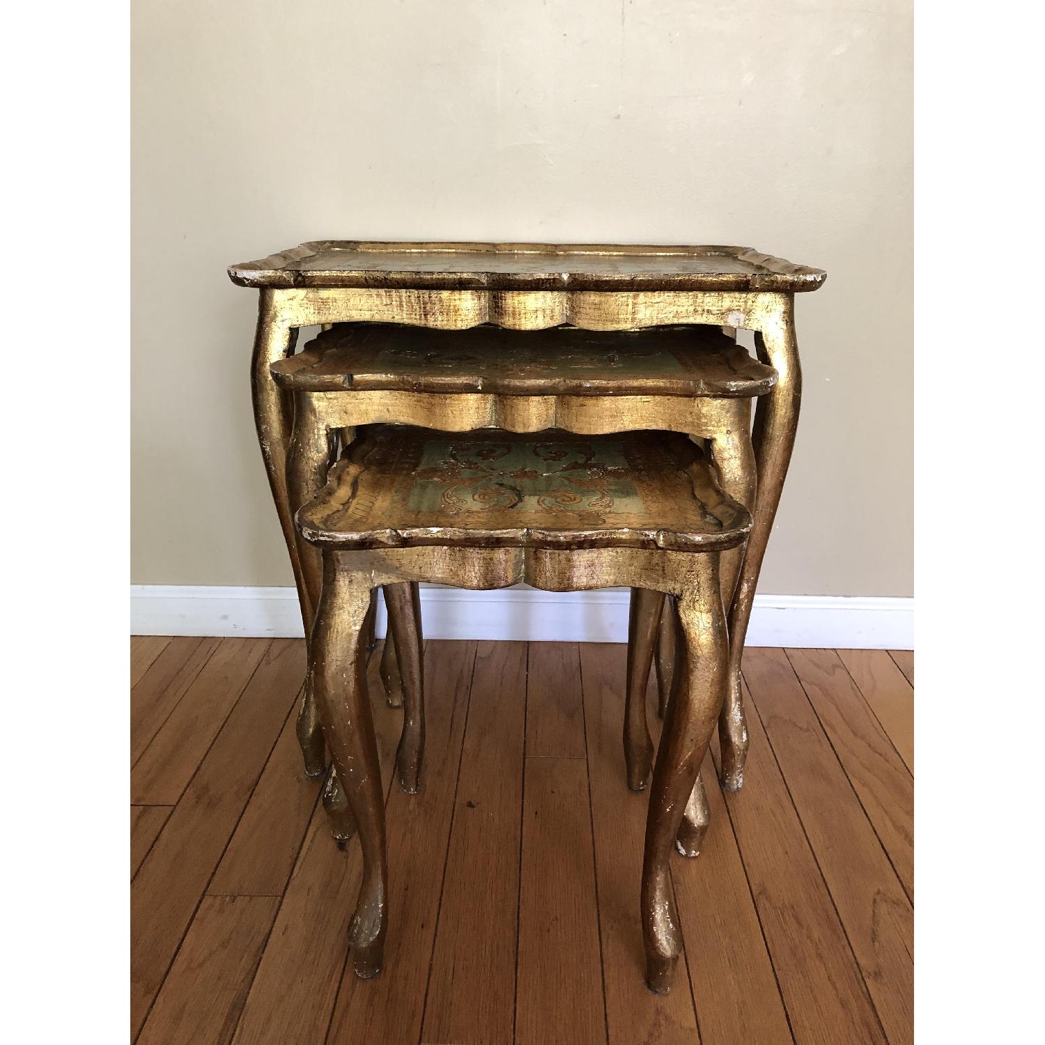 Hand Painted Italian Gold Nesting Tables AptDeco