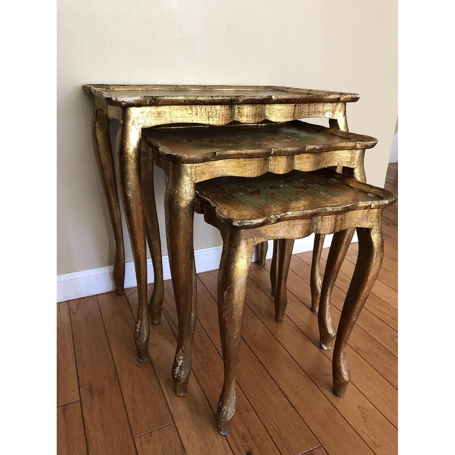 Hand Painted Italian Gold Nesting Tables - image-2