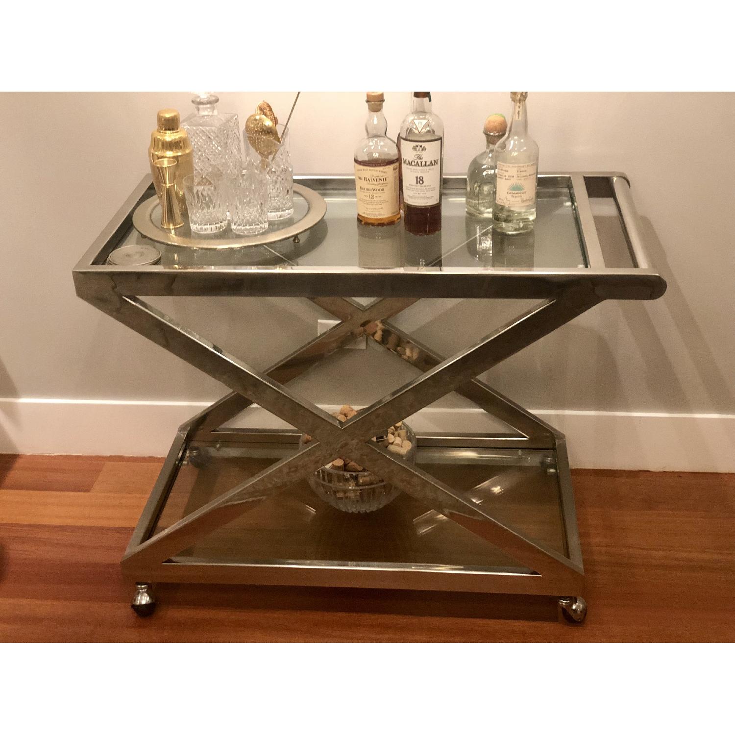 Restoration Hardware 1950s Milo Nickel Bar Cart - image-4