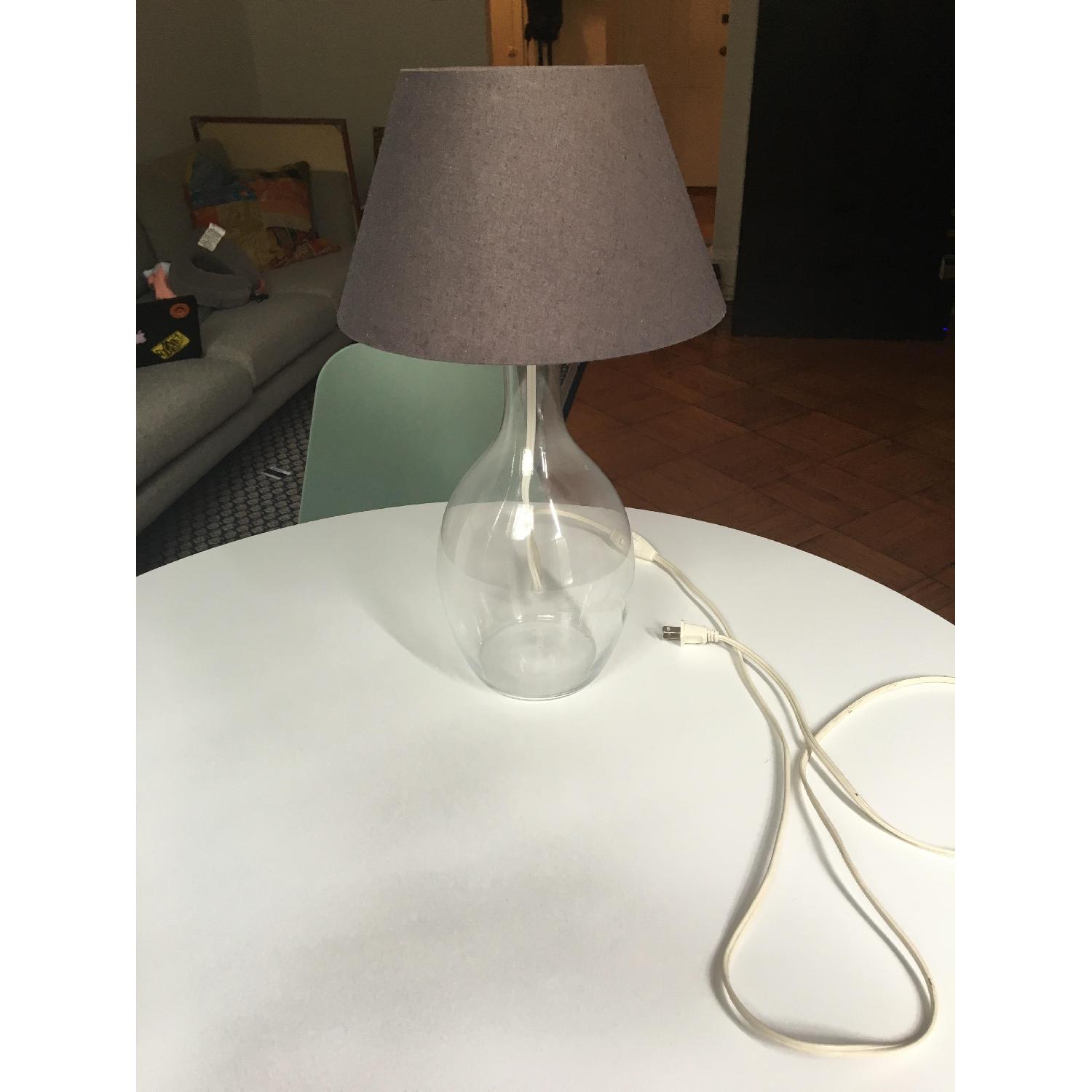 Ikea Glass Table Lamp w/ Woven Shade in Deep Mauve - image-1