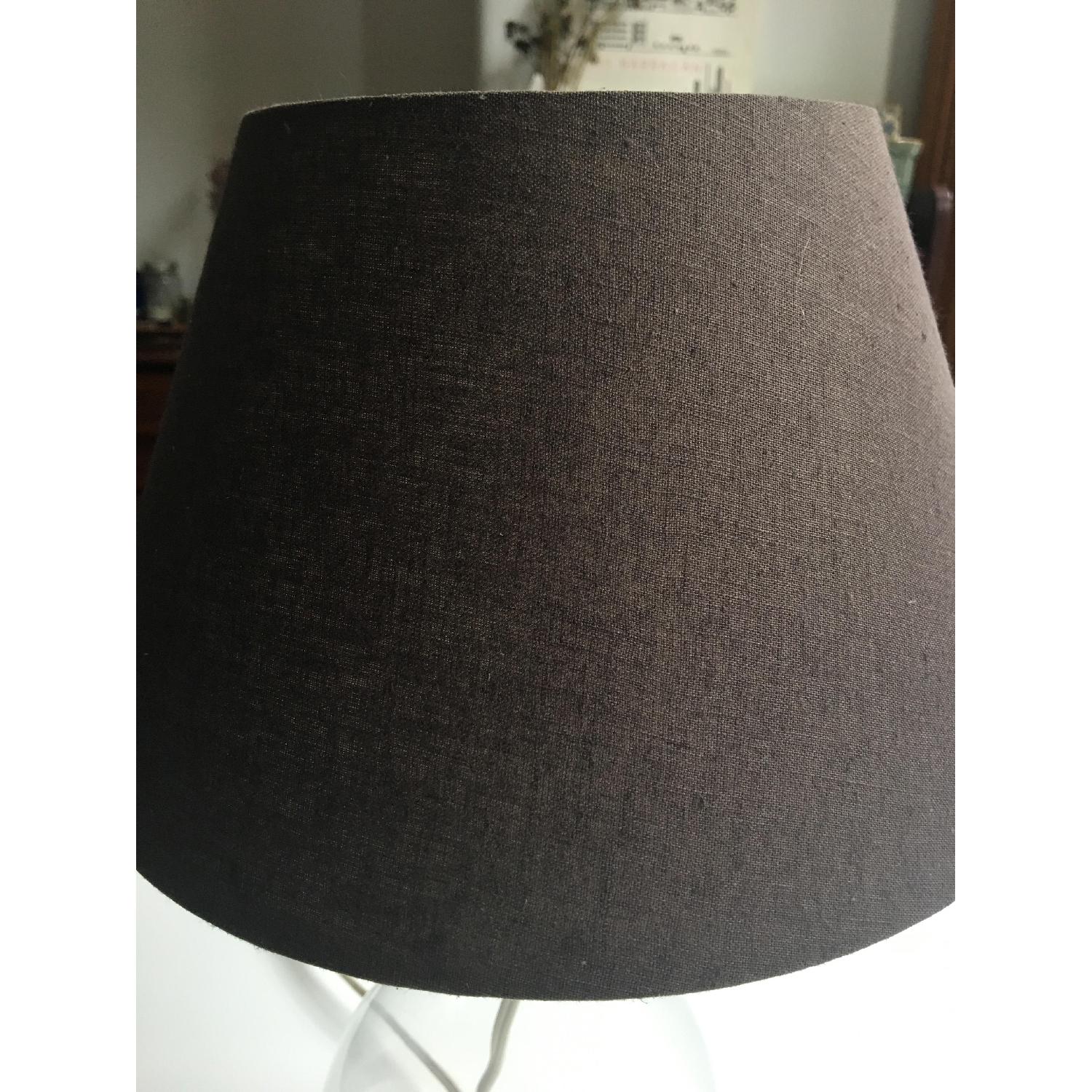 Ikea Glass Table Lamp w/ Woven Shade in Deep Mauve - image-3