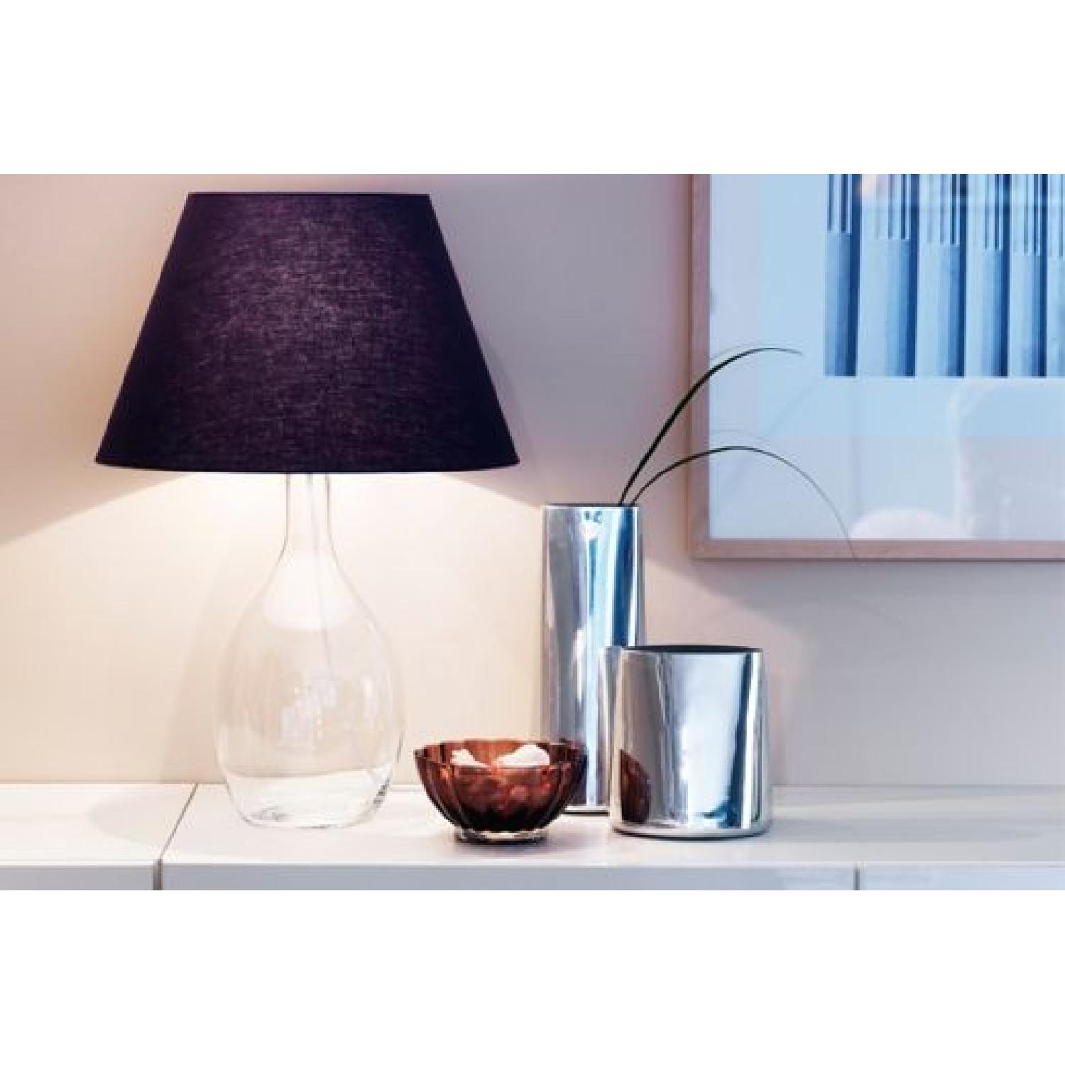 Ikea Glass Table Lamp w/ Woven Shade in Deep Mauve AptDeco