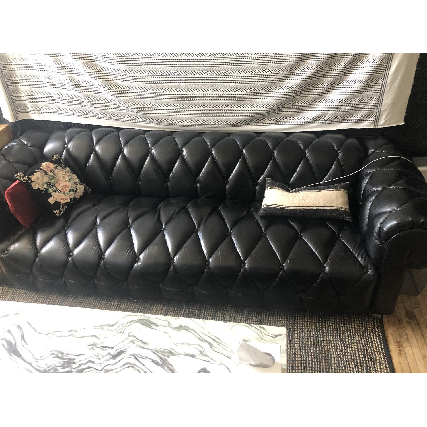Edward Wormley Black Leather Mid-Century Modern Party Sofa - image-2