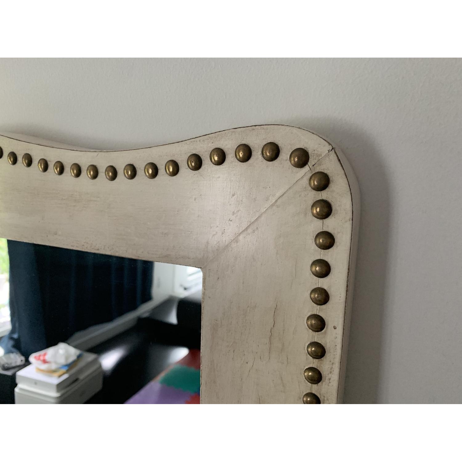 Nailhead Trim Distressed Mirror in Cream Color - image-3