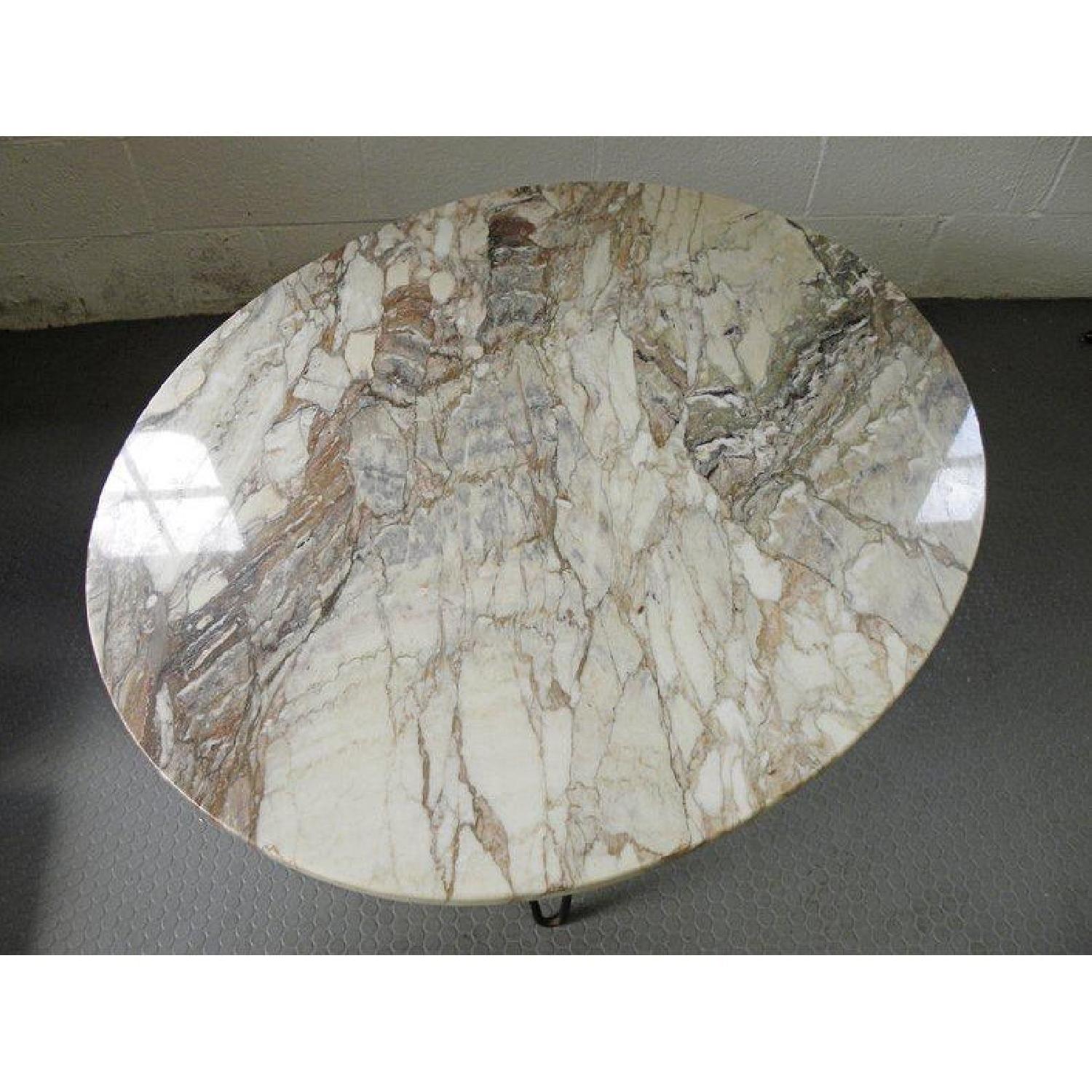 1960s Oval Marble Coffee Table w/ Iron Hairpin Legs - image-3