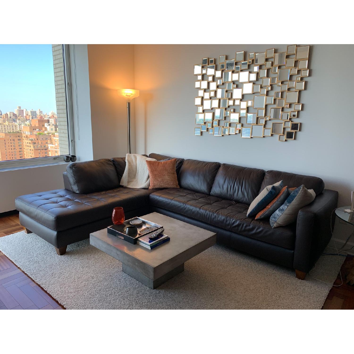 Macy's Brown Leather 2Piece Sectional Sofa AptDeco