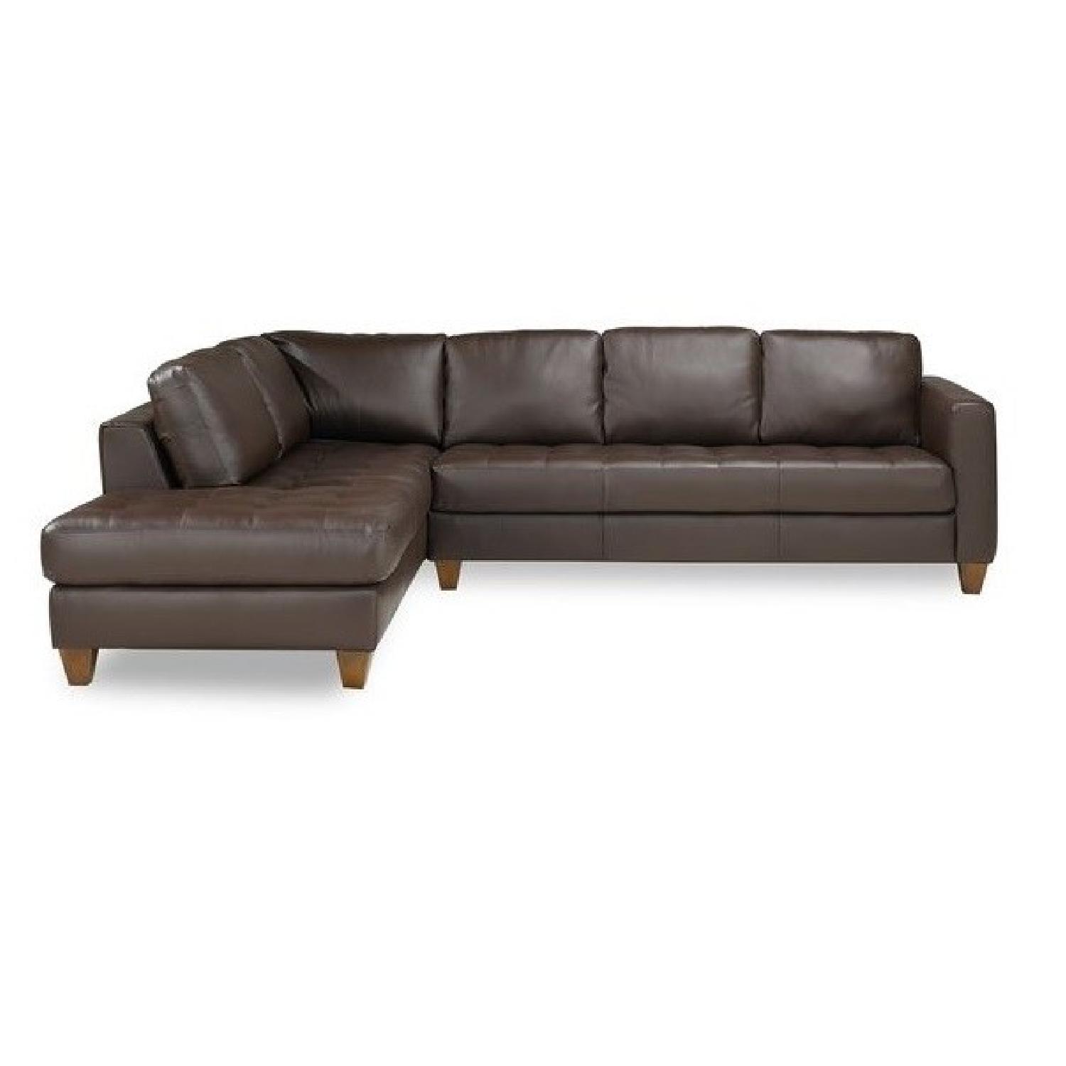 Macy's Brown Leather 2Piece Sectional Sofa AptDeco